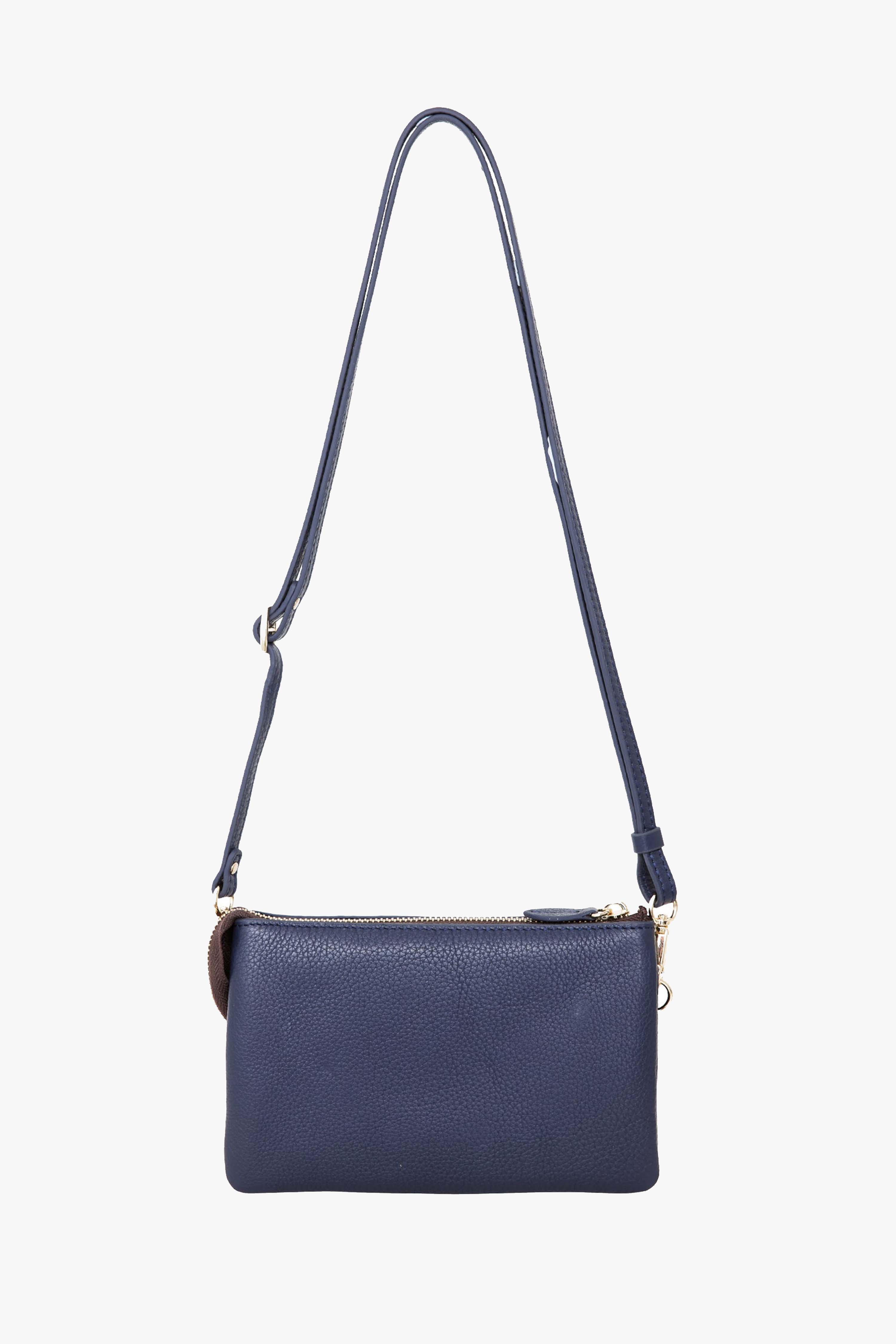 Tilly Multi Pocket Navy Leather Crossbody Clutch - Image 6