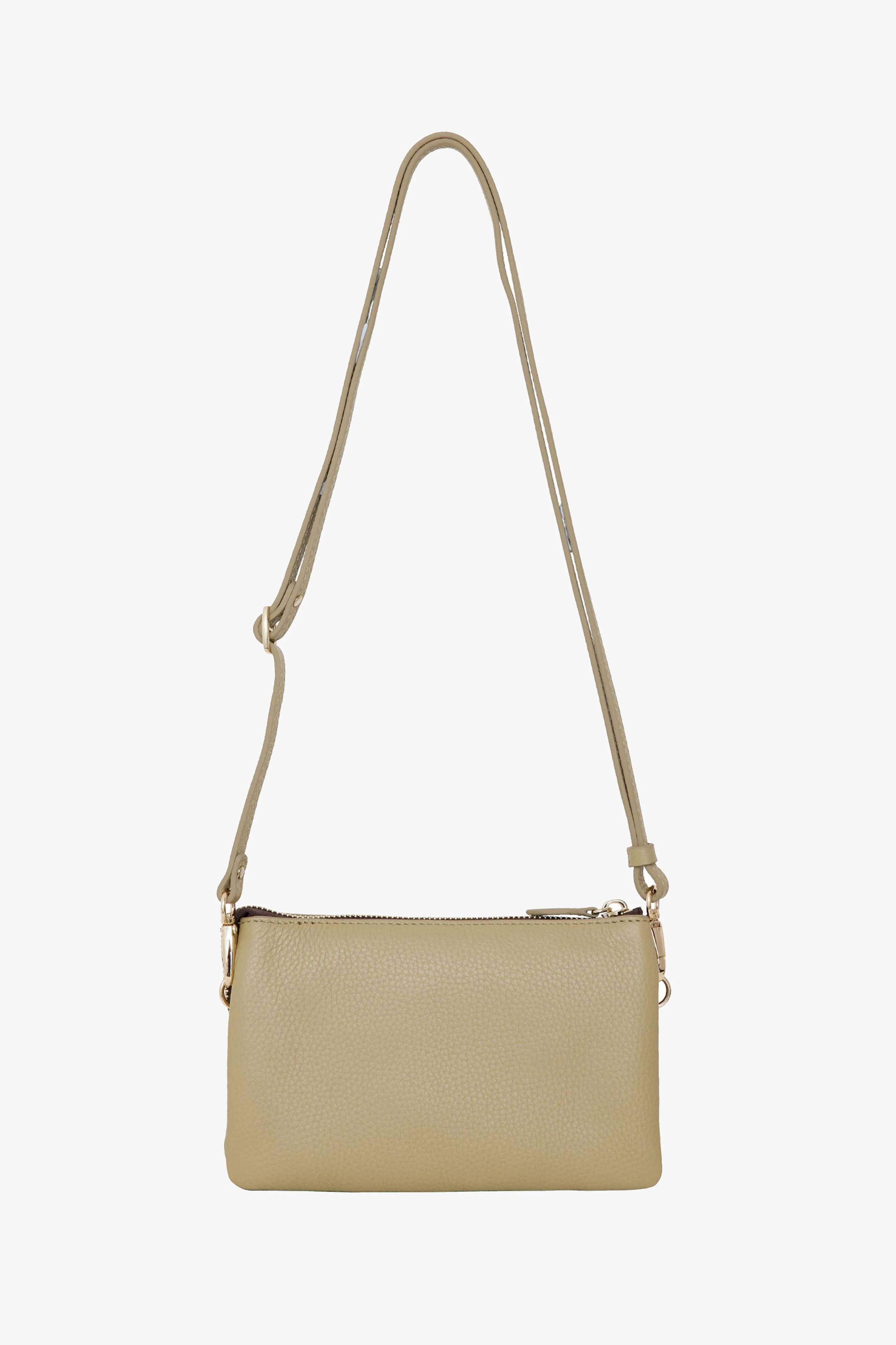 Tilly Multi Pocket Tussock Pale Green Leather Crossbody Clutch - Image 6