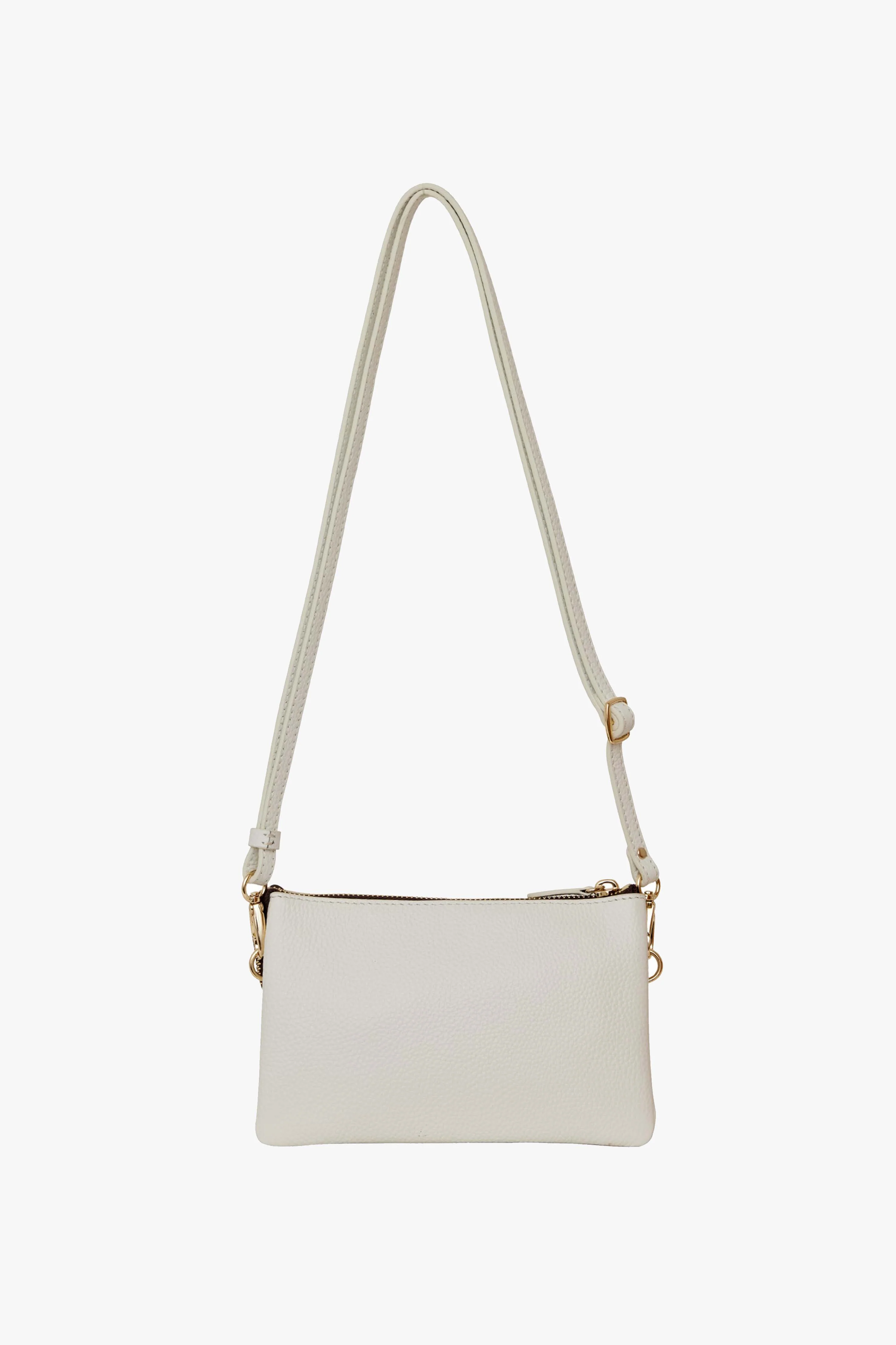Tilly Multi Pocket White Leather Crossbody Clutch - Image 4
