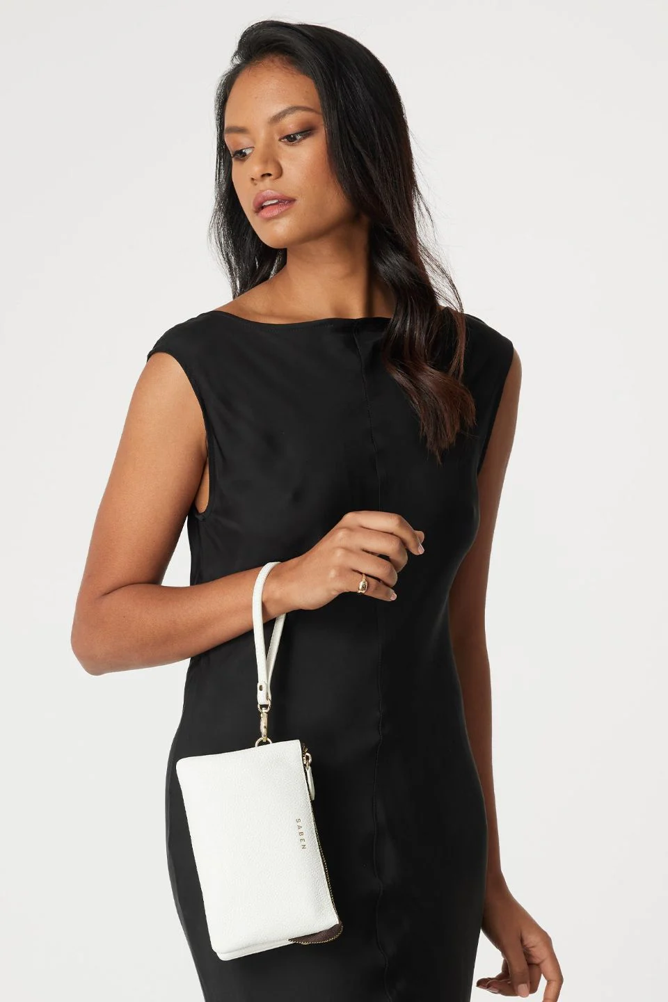 Tilly Multi Pocket White Leather Crossbody Clutch - Image 5