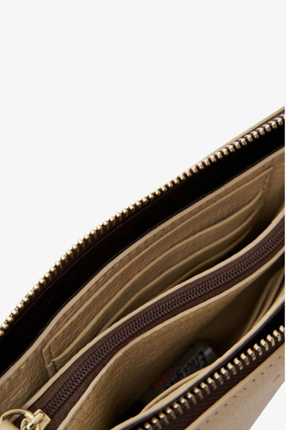 Tilly Multi Pocket Biscotti Leather Crossbody Bag - Image 3