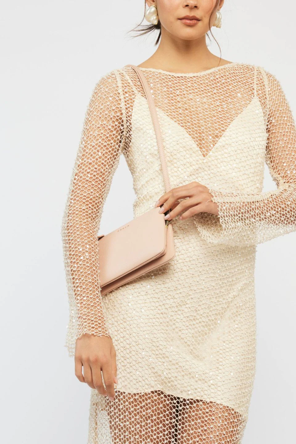 Tilly Blush Leather Crossbody Clutch - Image 2