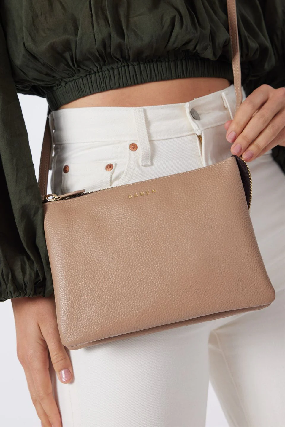 Tilly's Big Sis Taupe Leather Crossbody Bag - Image 4