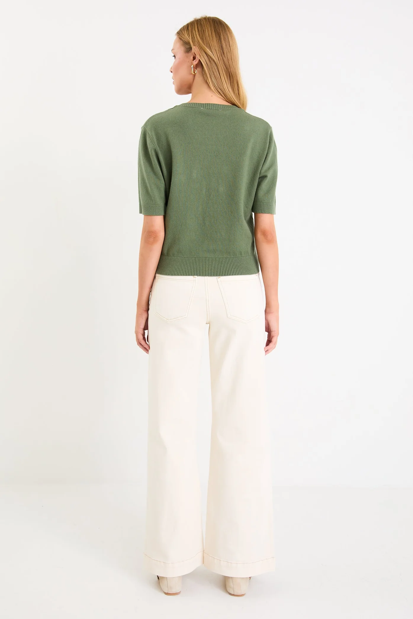 Topic Khaki Cashmere Blend Soft Knit Tee - Image 4