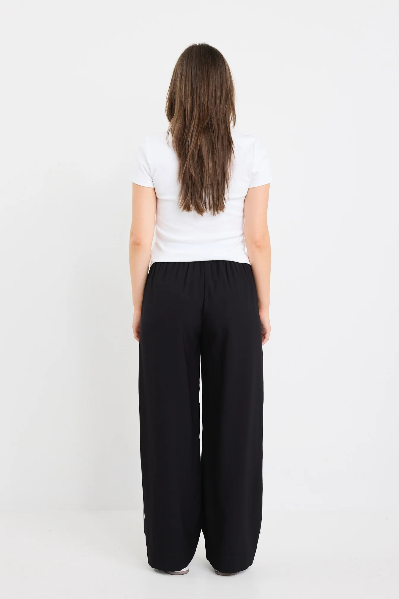Townie Black Matte Petite Stripe Side Tape Wide Leg Pants - Image 3