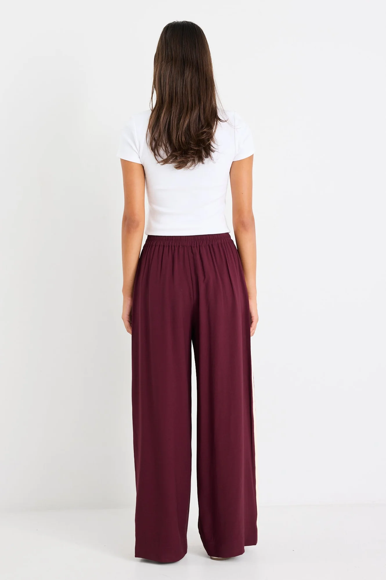 Townie Burgundy Plum Side Stripe Elastic Waist Pants - Image 5