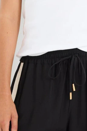 Townie Black Matte Stripe Side Tape Wide Leg Pants - Image 4