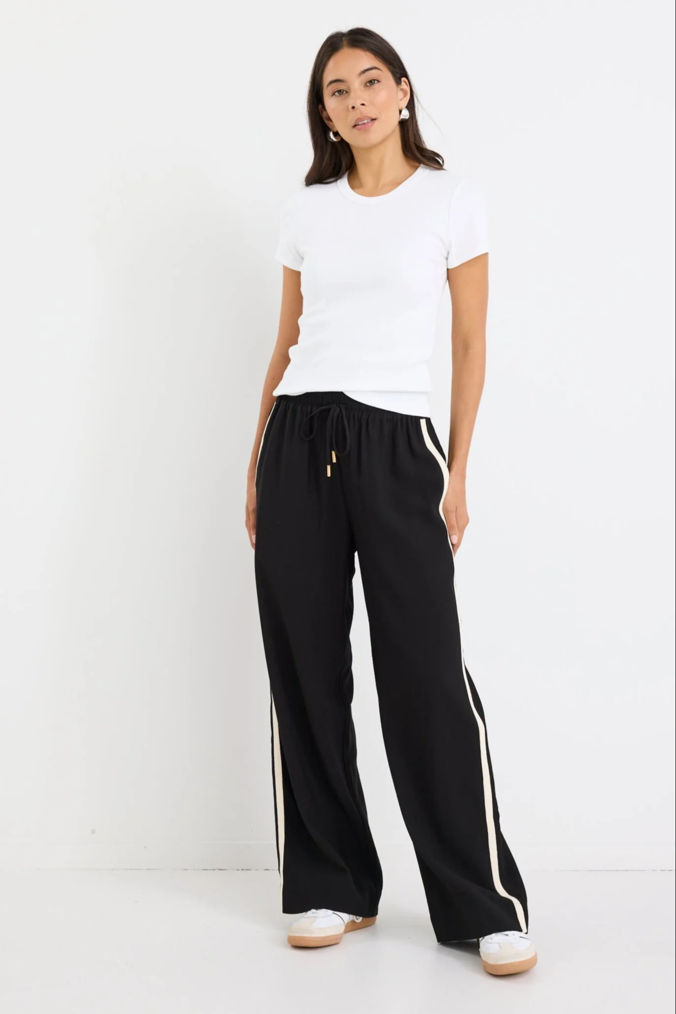 Townie Black Matte Stripe Side Tape Wide Leg Pants - Image 6