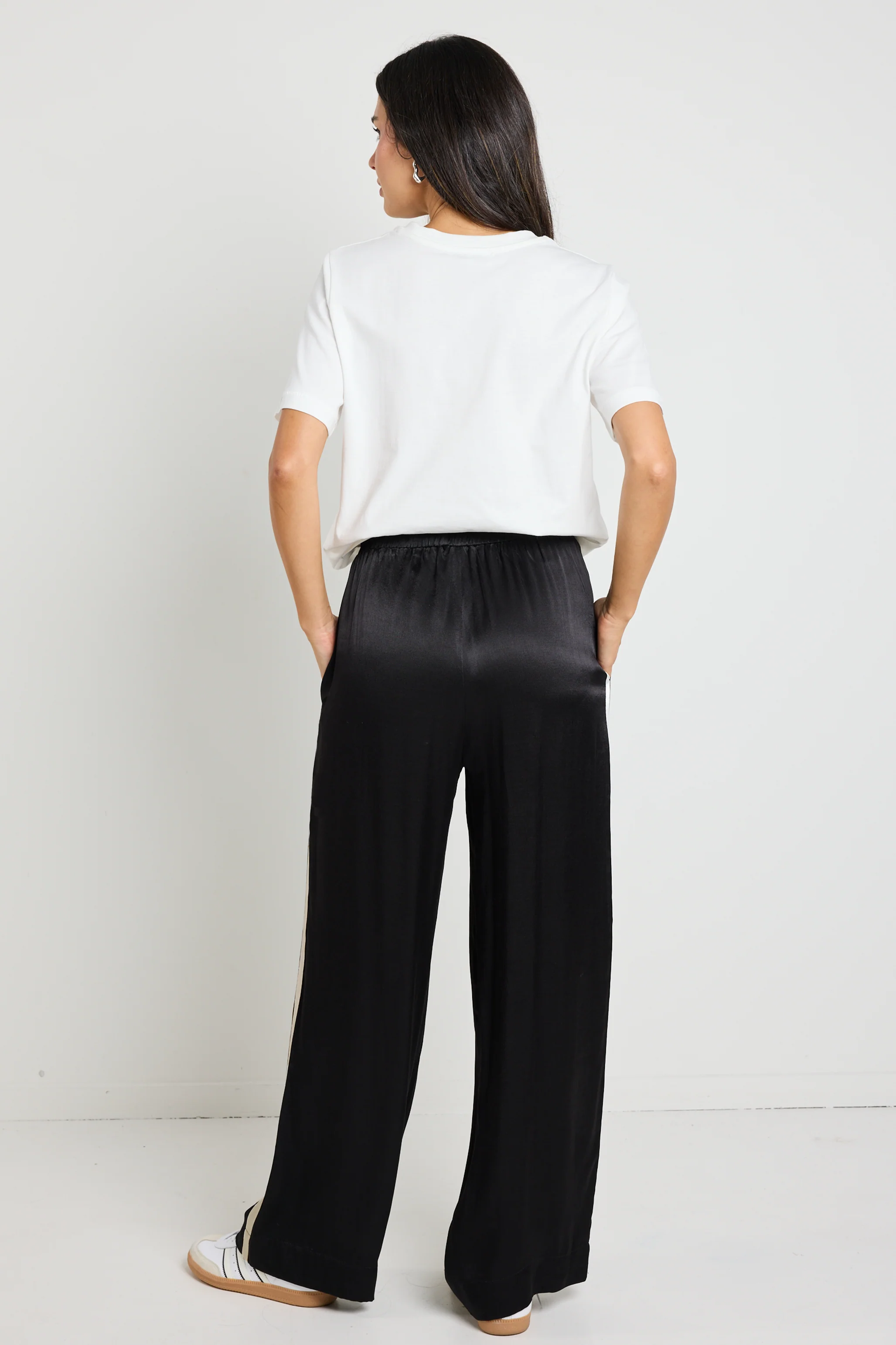Townie Black Satin Side Stripe Elastic Waist Pants - Image 6