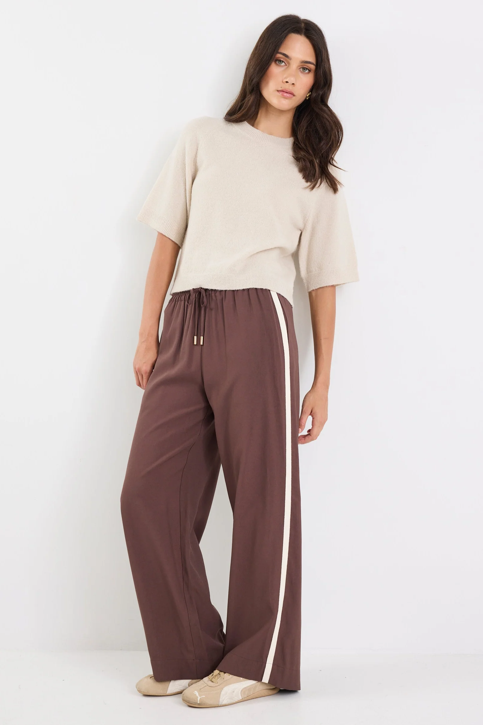 Townie Chocolate Stripe Side Tape Wide Leg Pants - Image 2