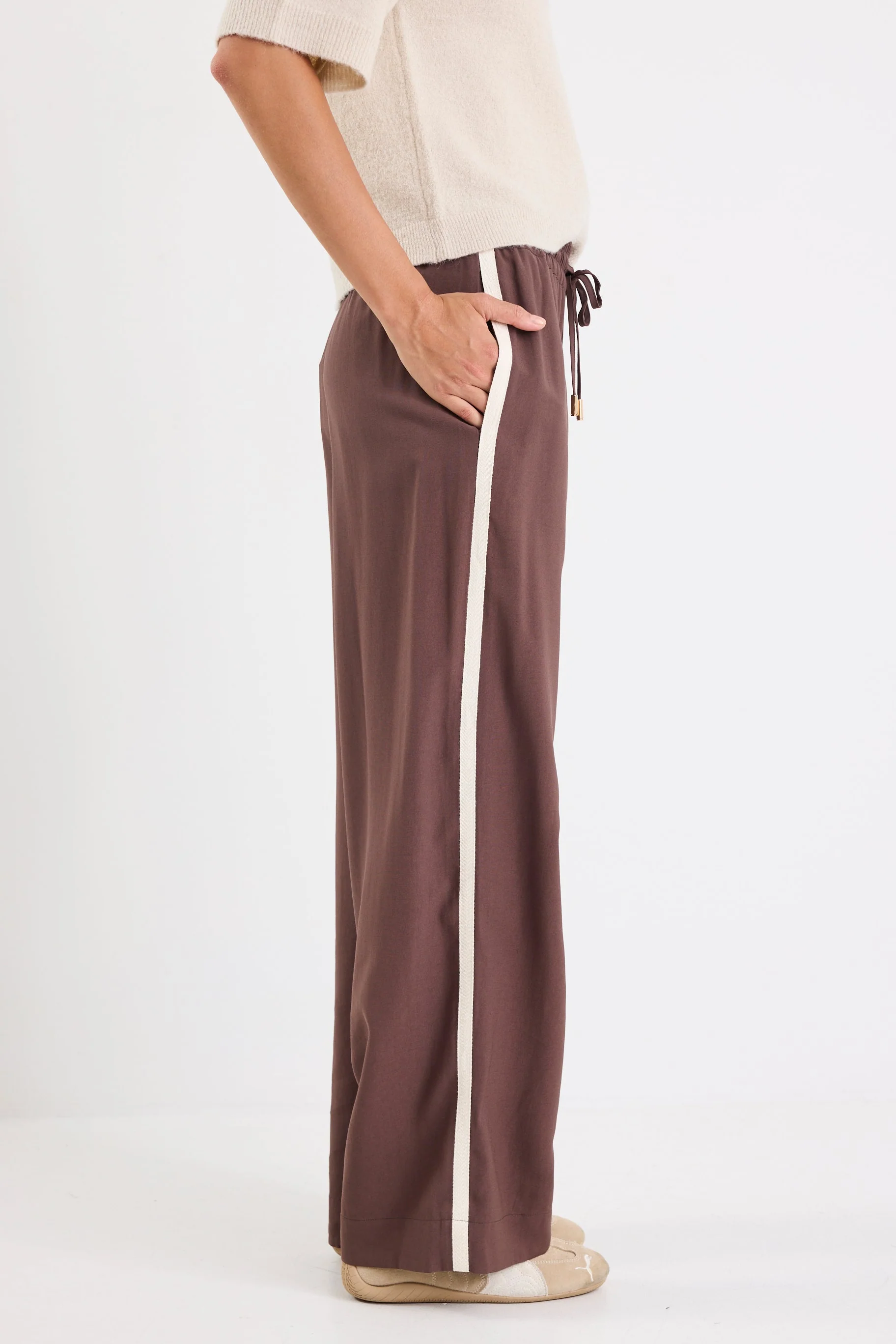Townie Chocolate Stripe Side Tape Wide Leg Pants - Image 5