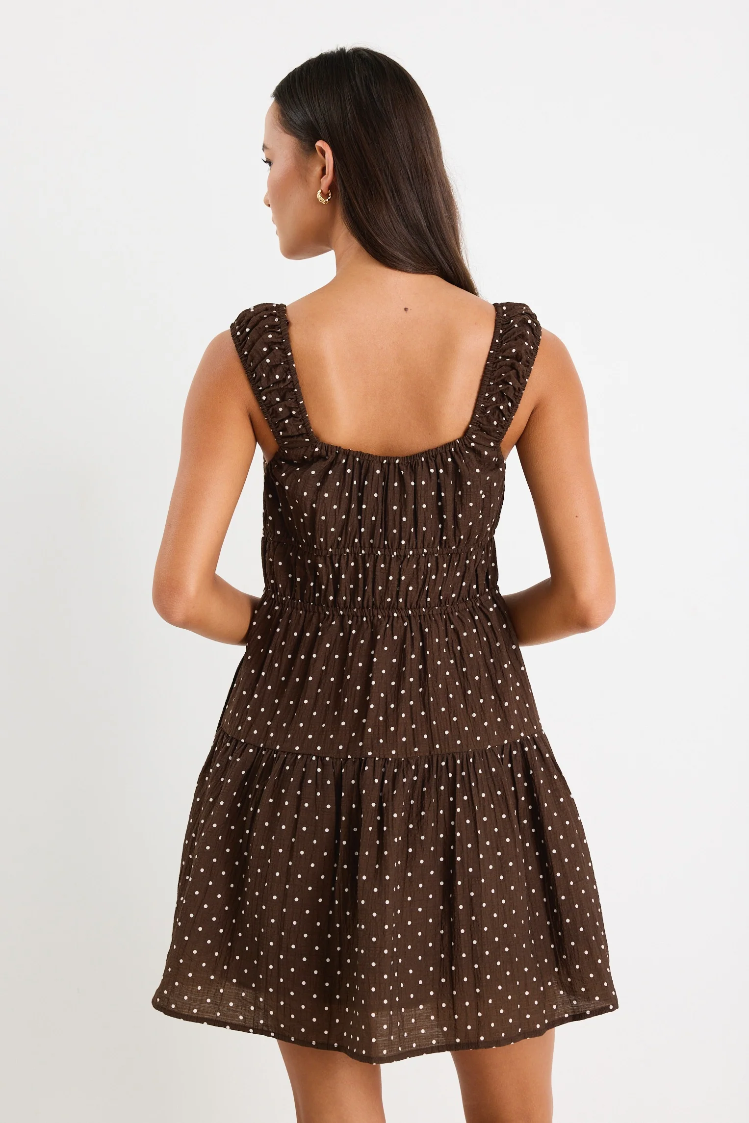 Tricky Chocolate Mini Polka Dot Sleeveless Mini Dress - Image 6
