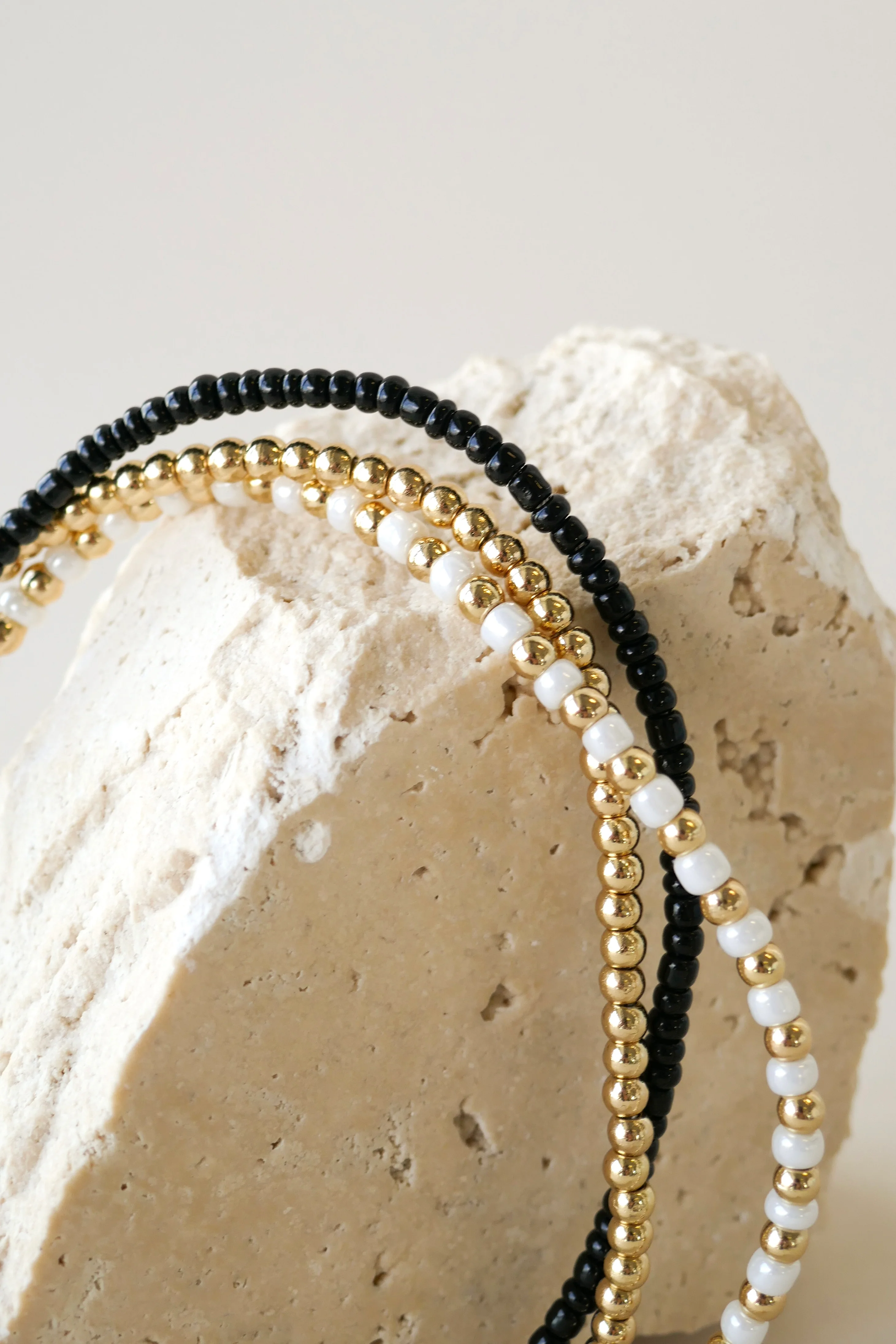 Triple Bead EOL Gold Black White Bracelet - Image 5
