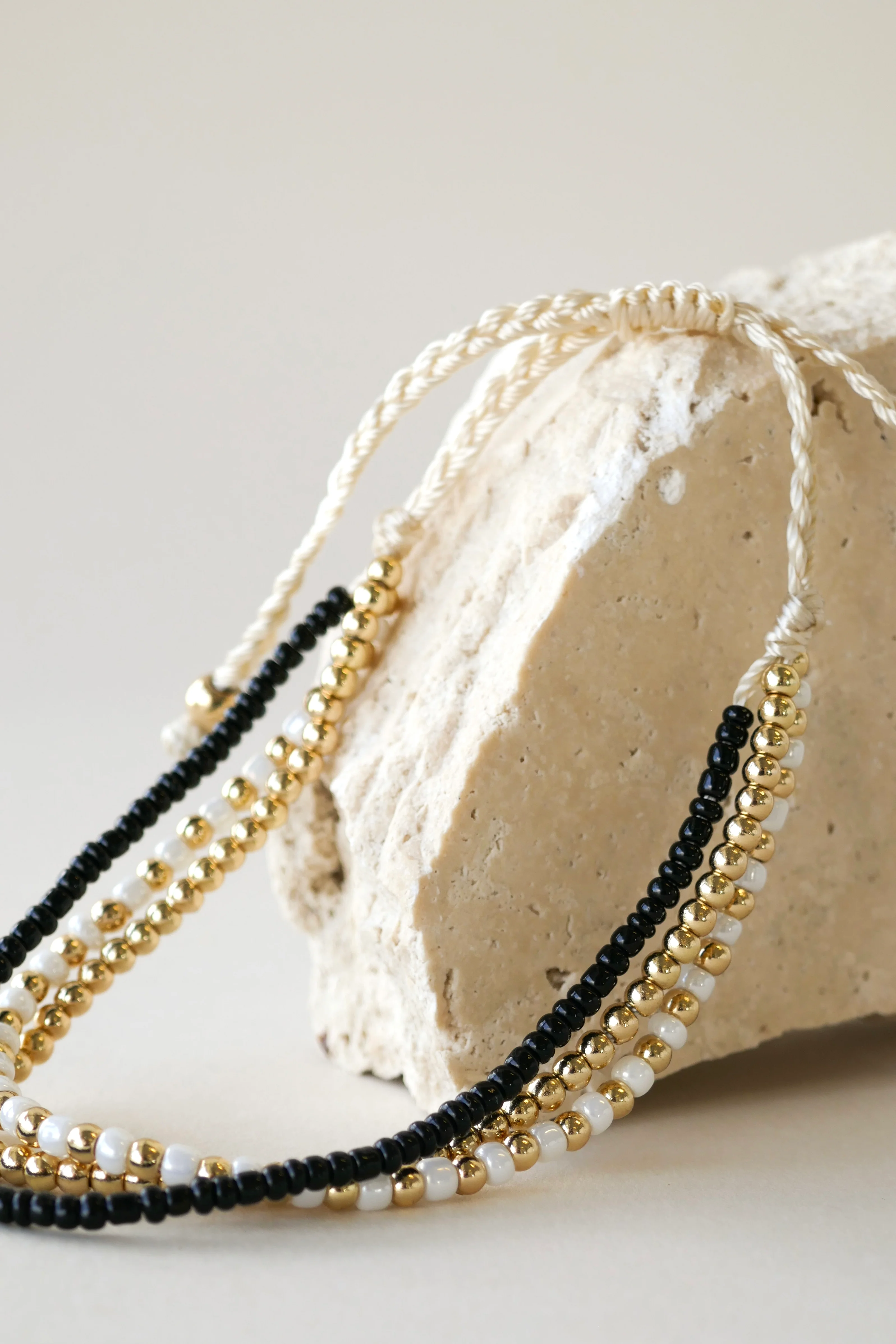 Triple Bead EOL Gold Black White Bracelet - Image 6