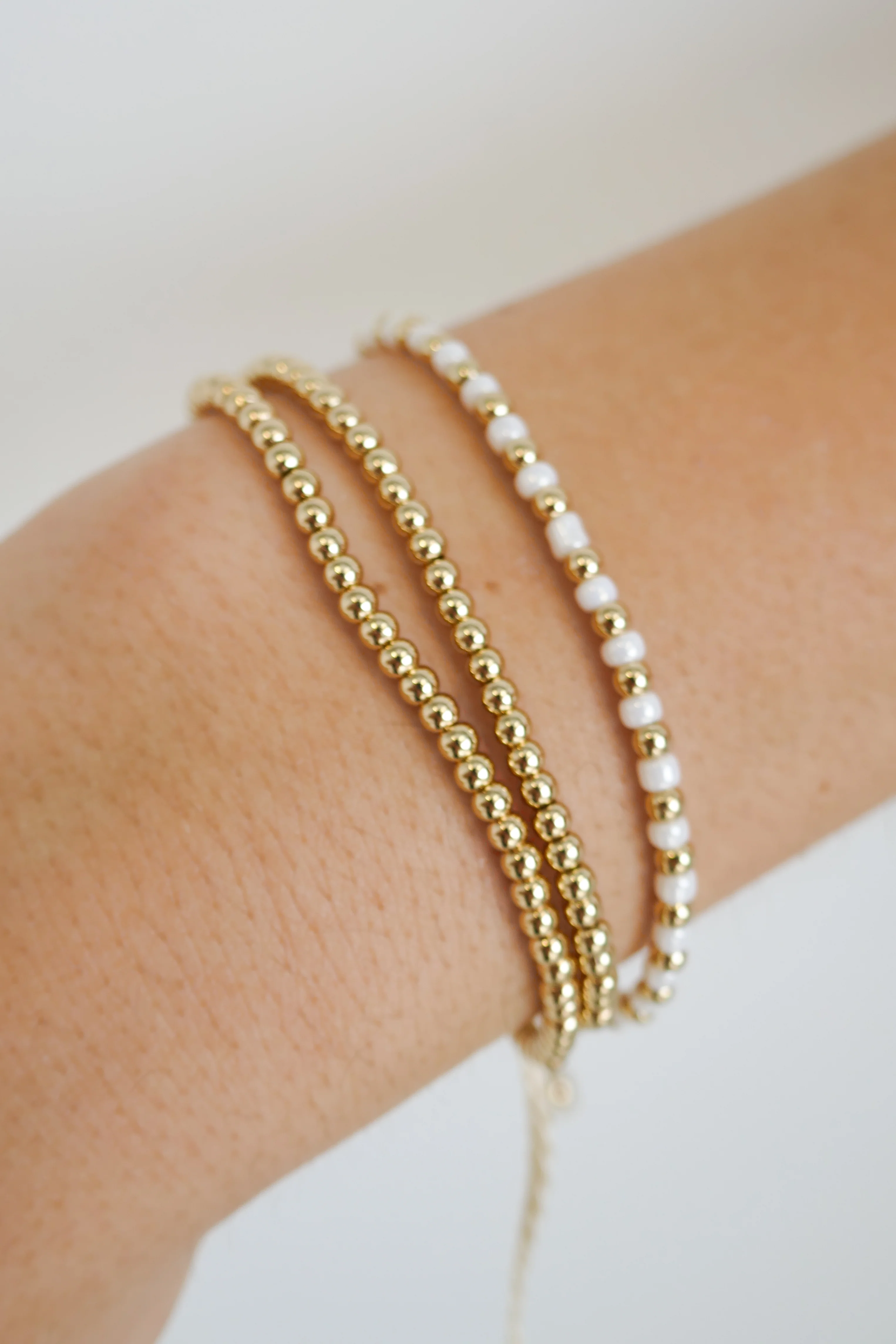 Triple Bead Gold White Gold Bracelet - Image 2