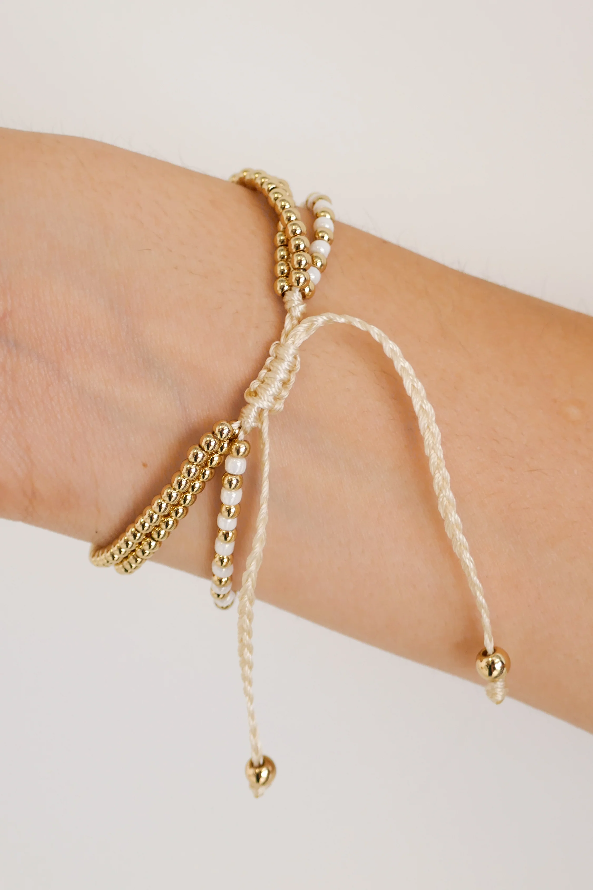 Triple Bead Gold White Gold Bracelet - Image 4