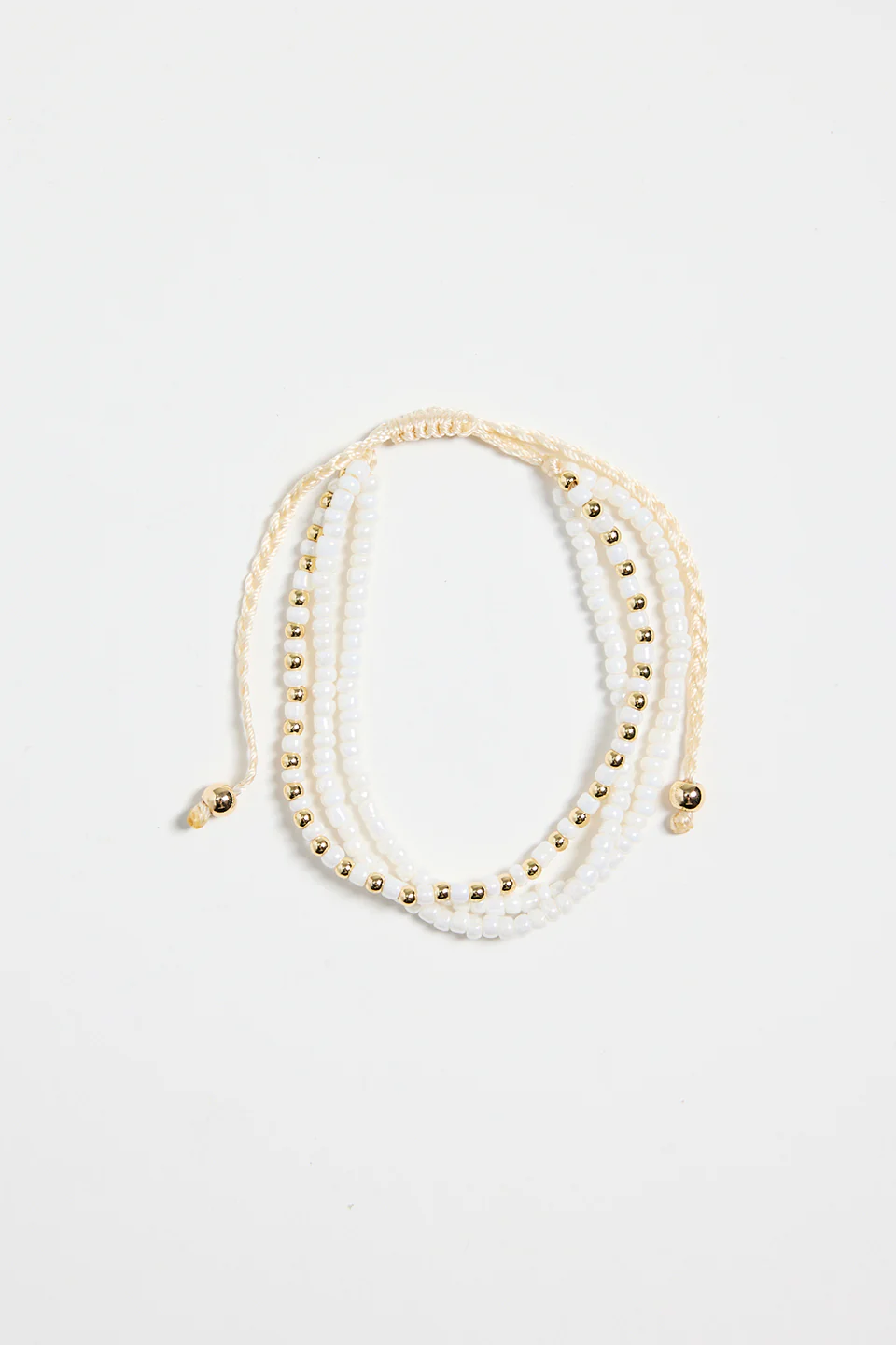 Triple Bead White Gold White Bracelet