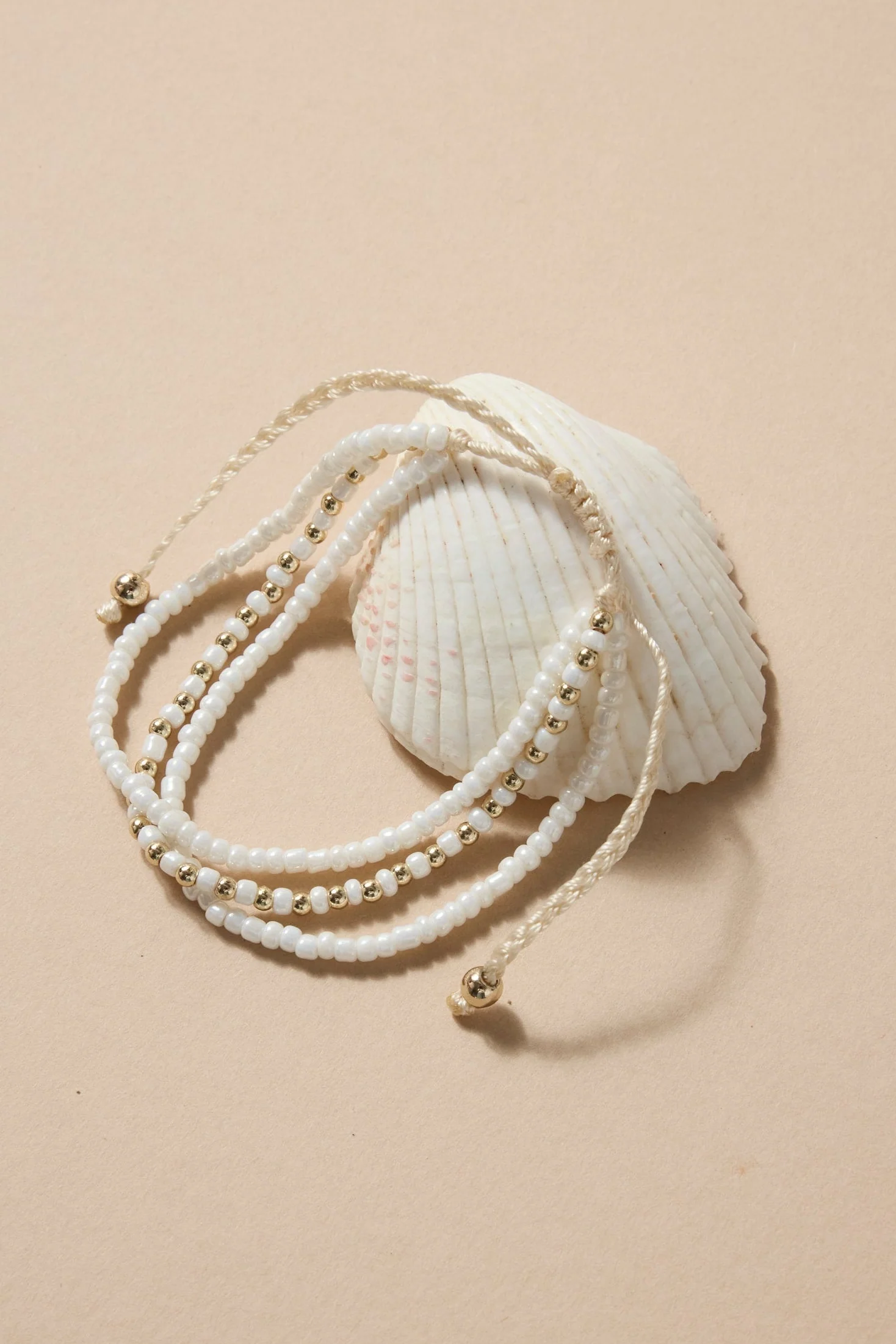 Triple Bead White Gold White Bracelet - Image 3