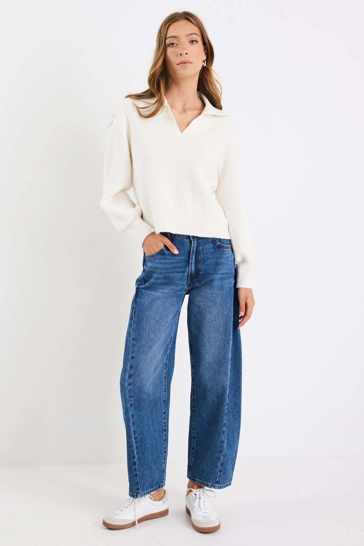 Truth Ivory Collar Chunky Knit Jumper - Image 2