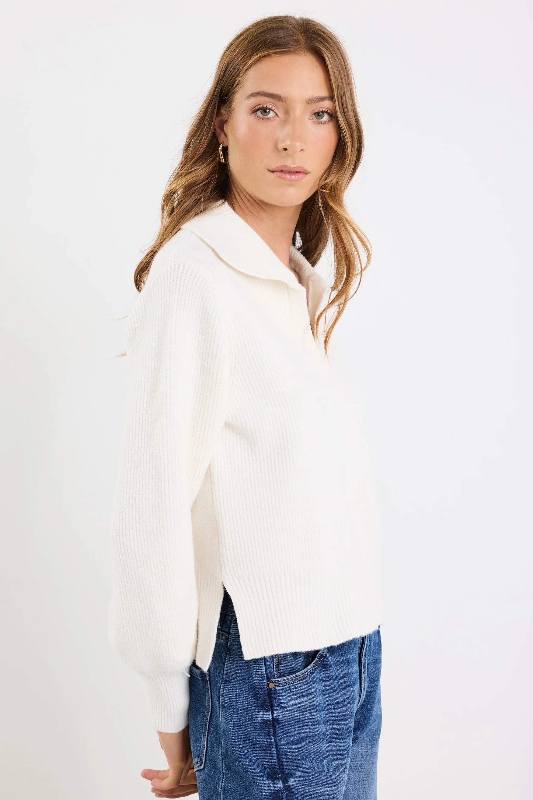 Truth Ivory Collar Chunky Knit Jumper - Image 3