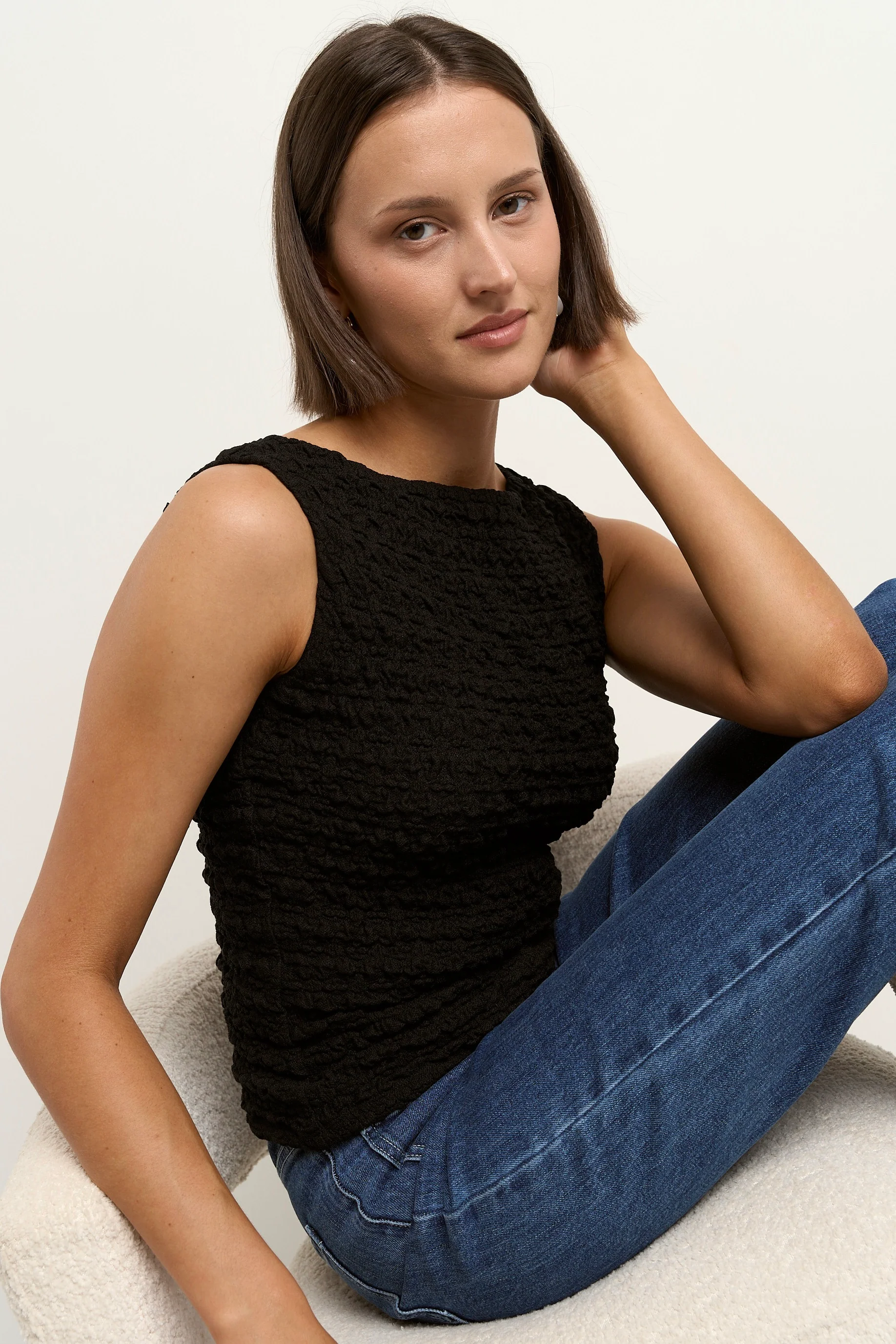 Untamed Black Lace Sleeveless Boatneck Top - Image 4