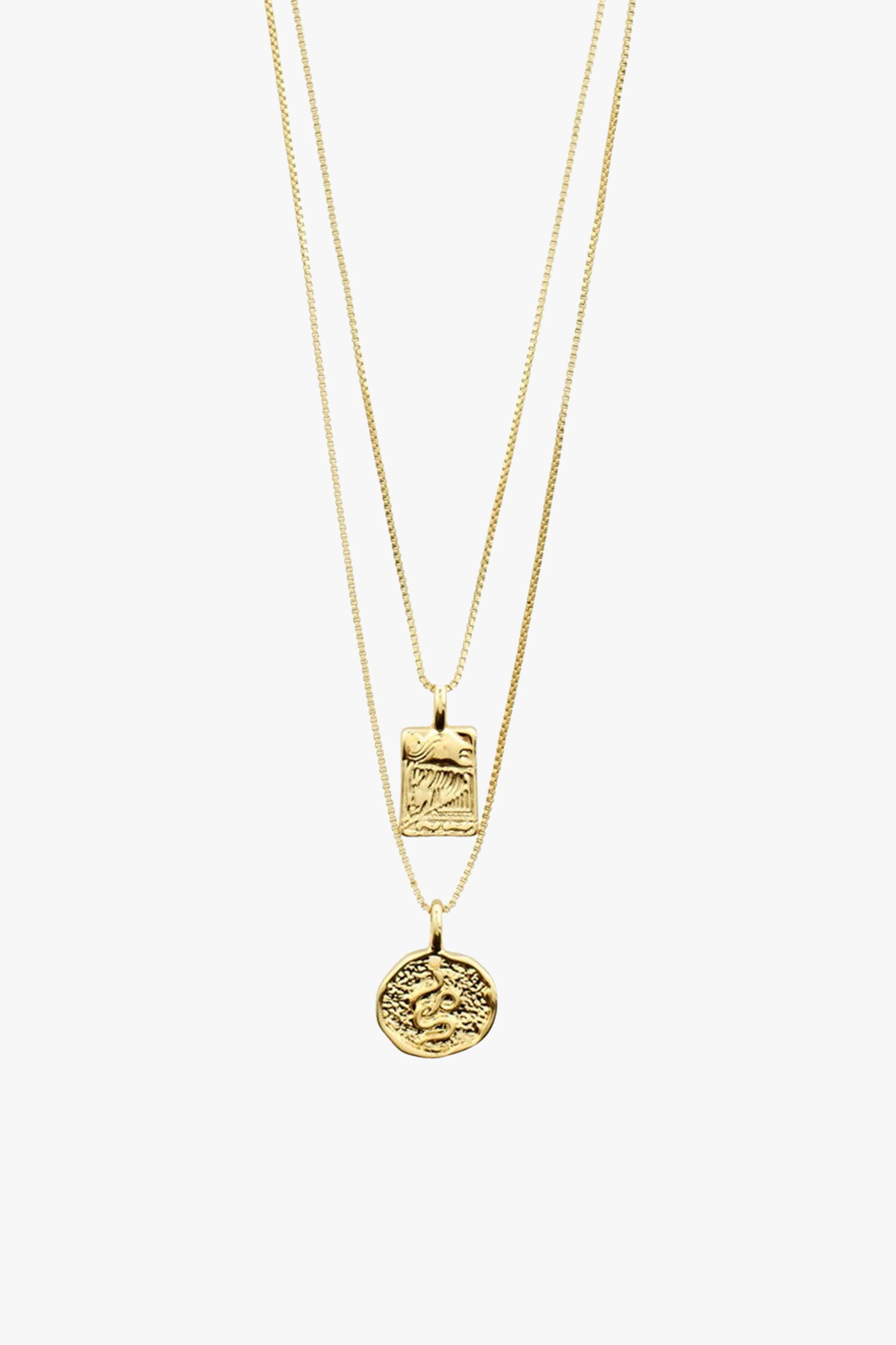 Valkyria Gold Plated Pi Double Chain EOL Necklace - Image 2