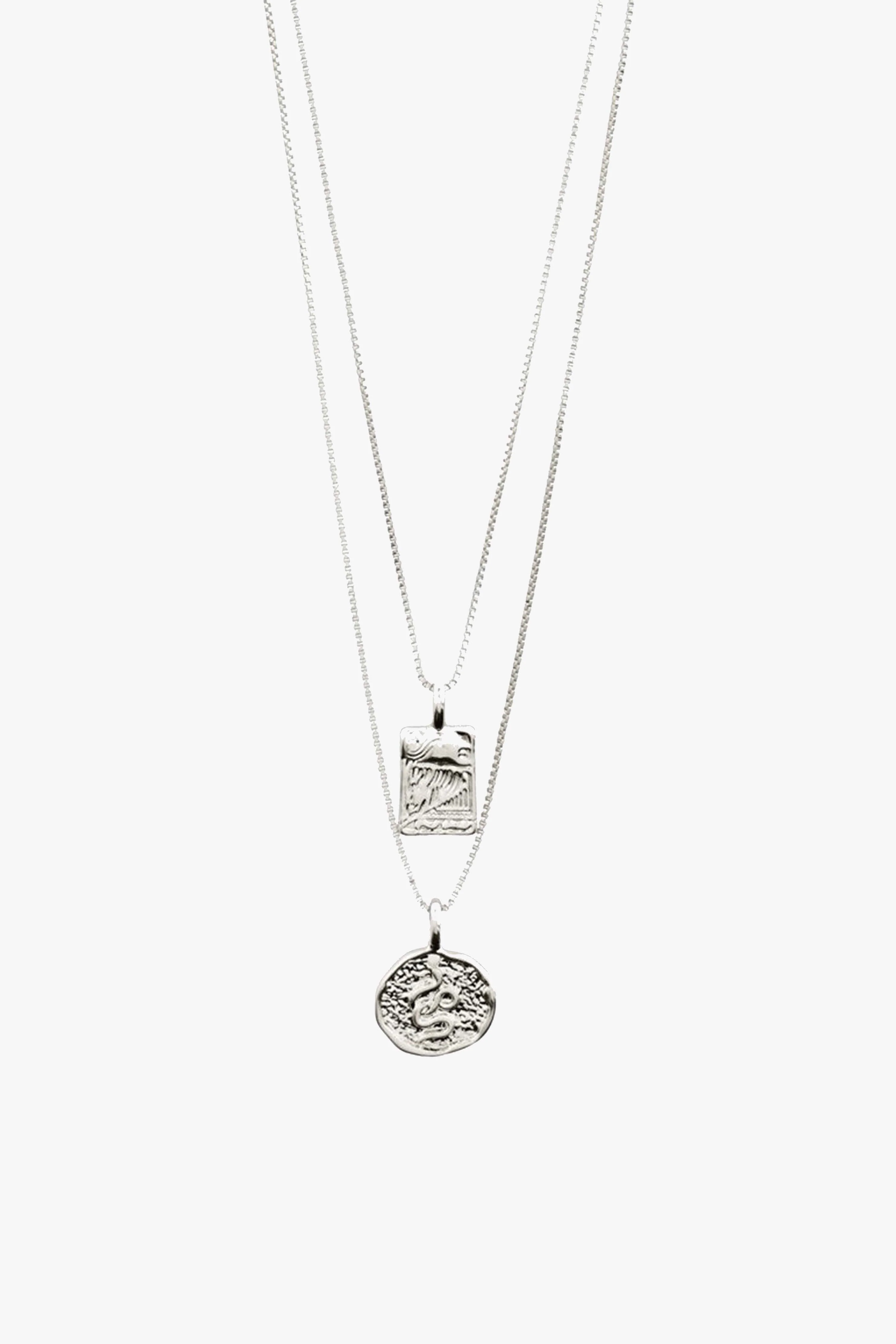 Valkyria Silver Plated Pi Double Chain EOL Necklace
