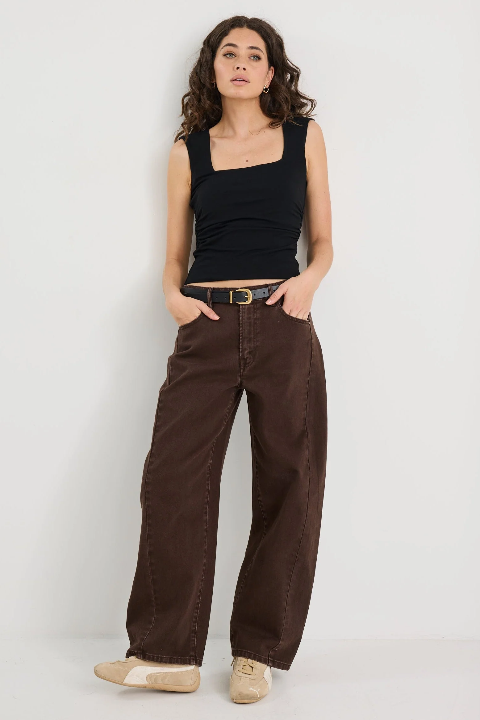 Varsity Chocolate Forward Seam Barrel Jeans - Image 2