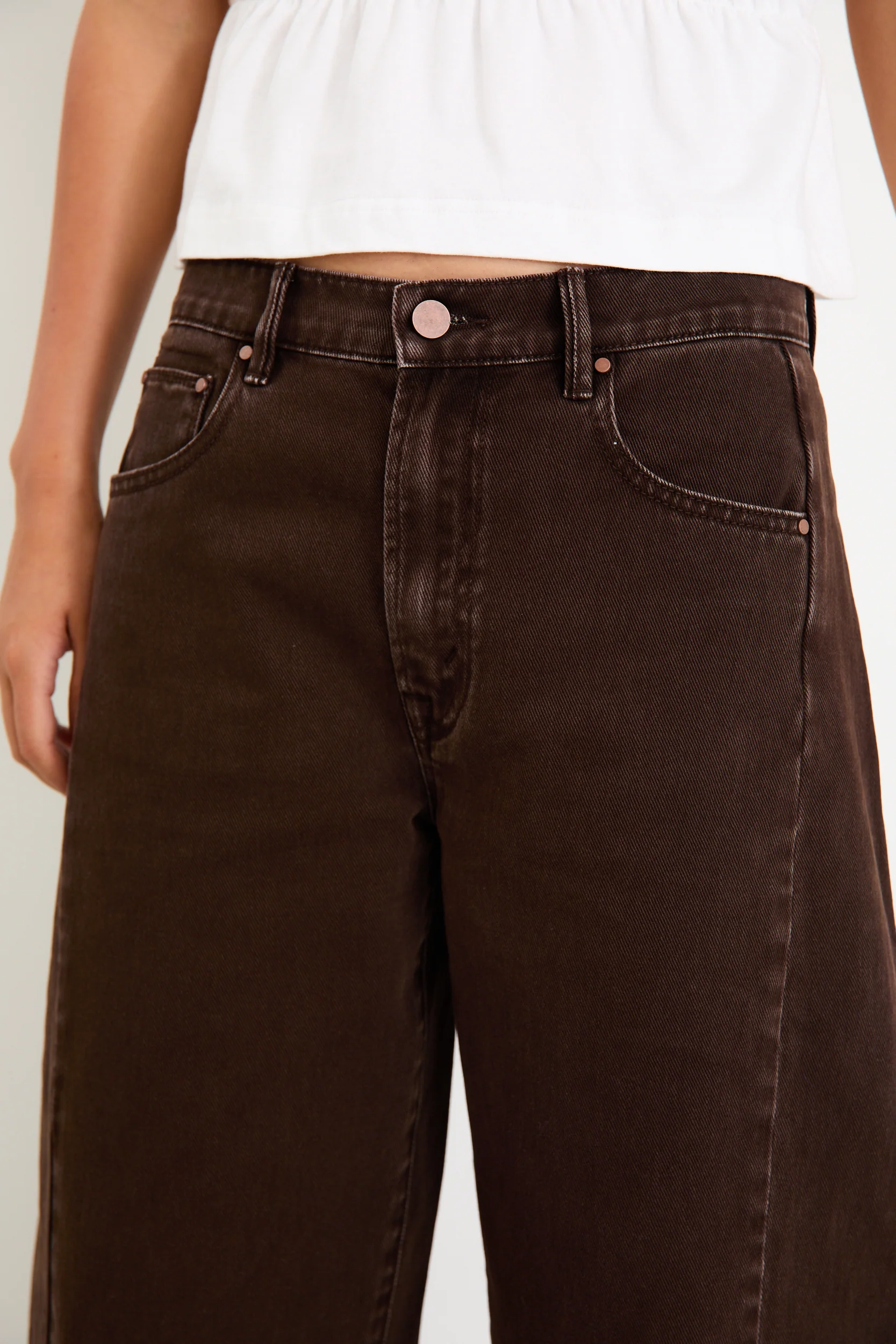 Varsity Chocolate Forward Seam Barrel Jeans - Image 5