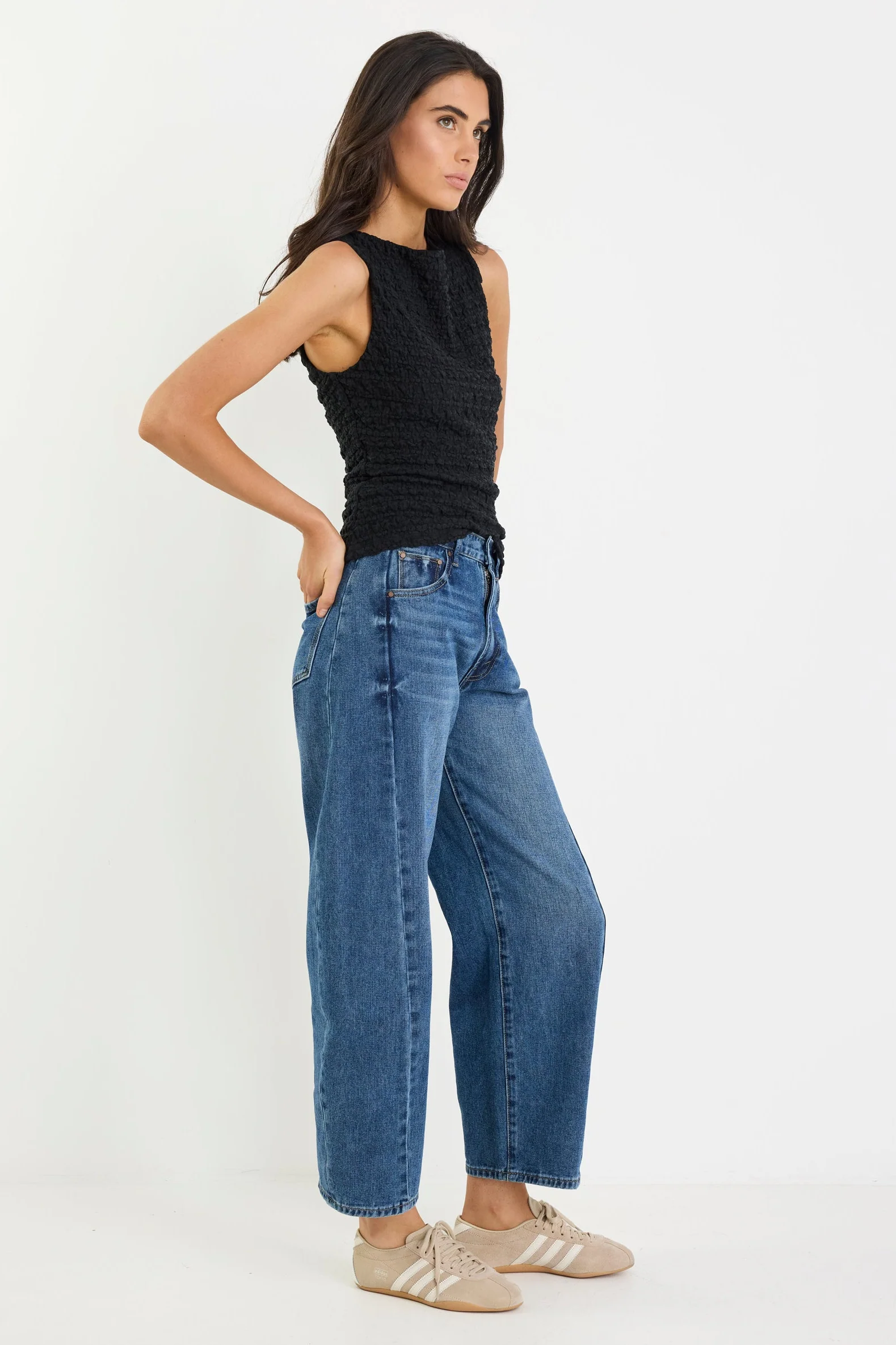 Varsity Deep Blue Forward Seam Barrel Jeans - Image 4