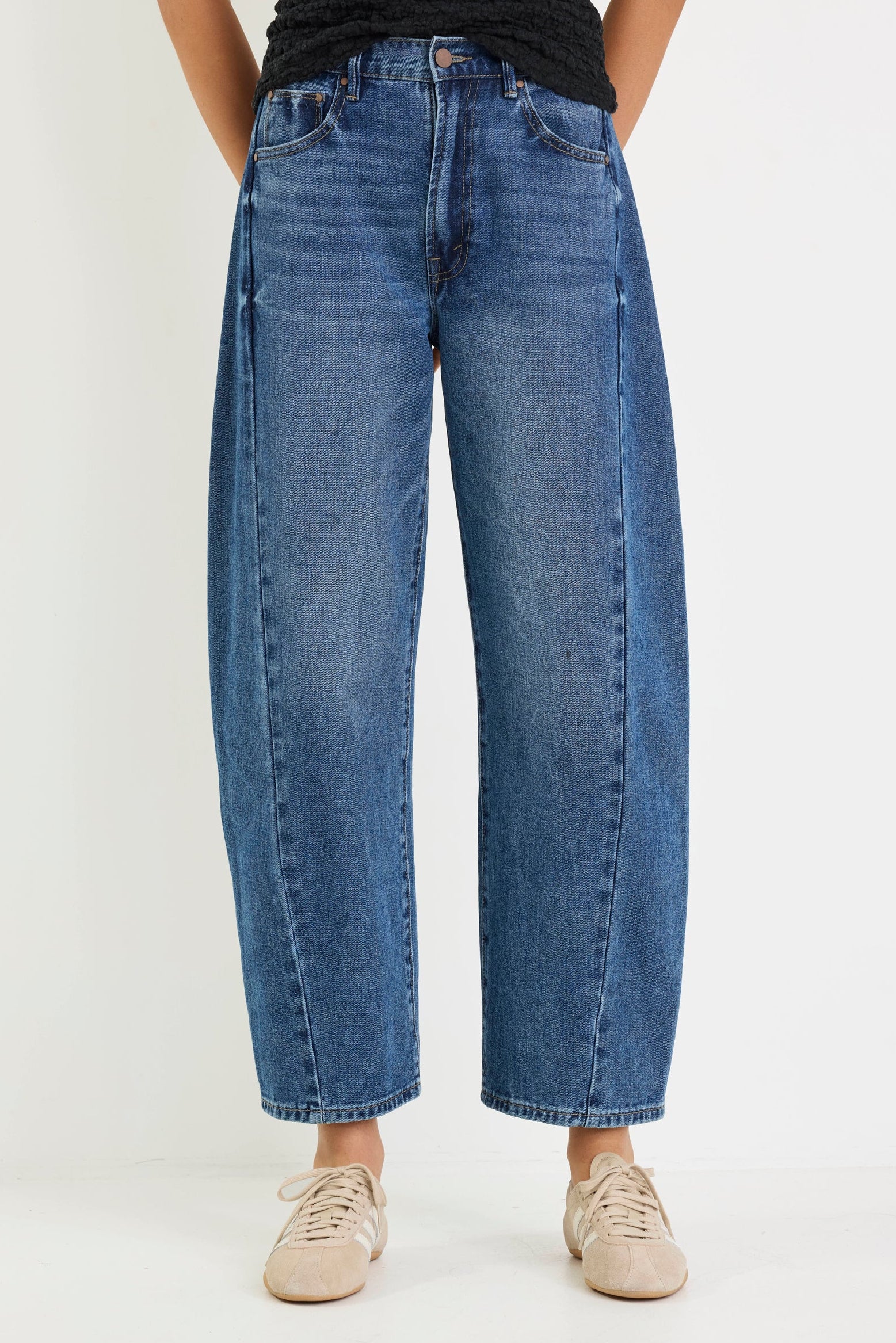 Varsity Deep Blue Forward Seam Barrel Jeans - Image 5