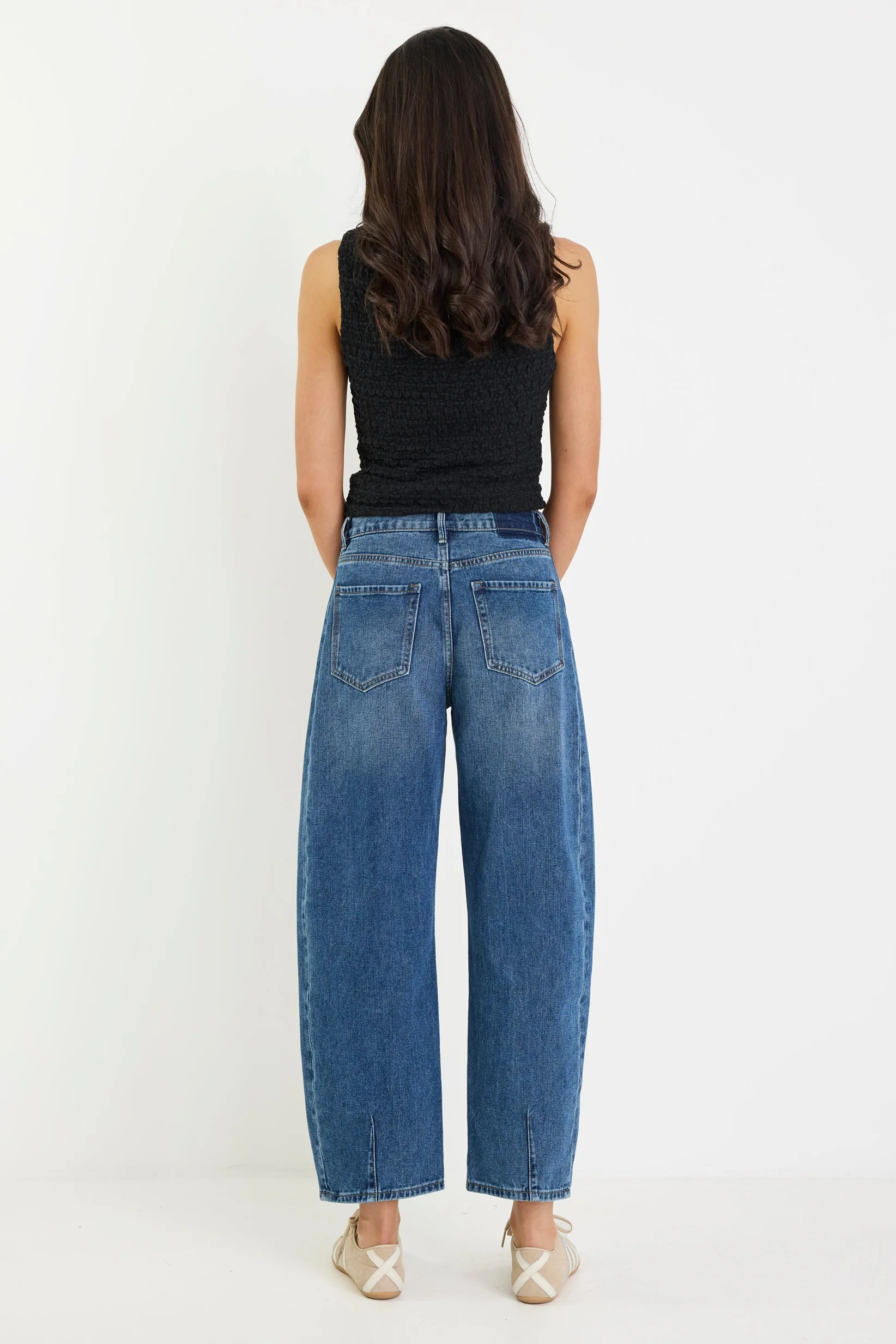 Varsity Deep Blue Forward Seam Barrel Jeans - Image 6