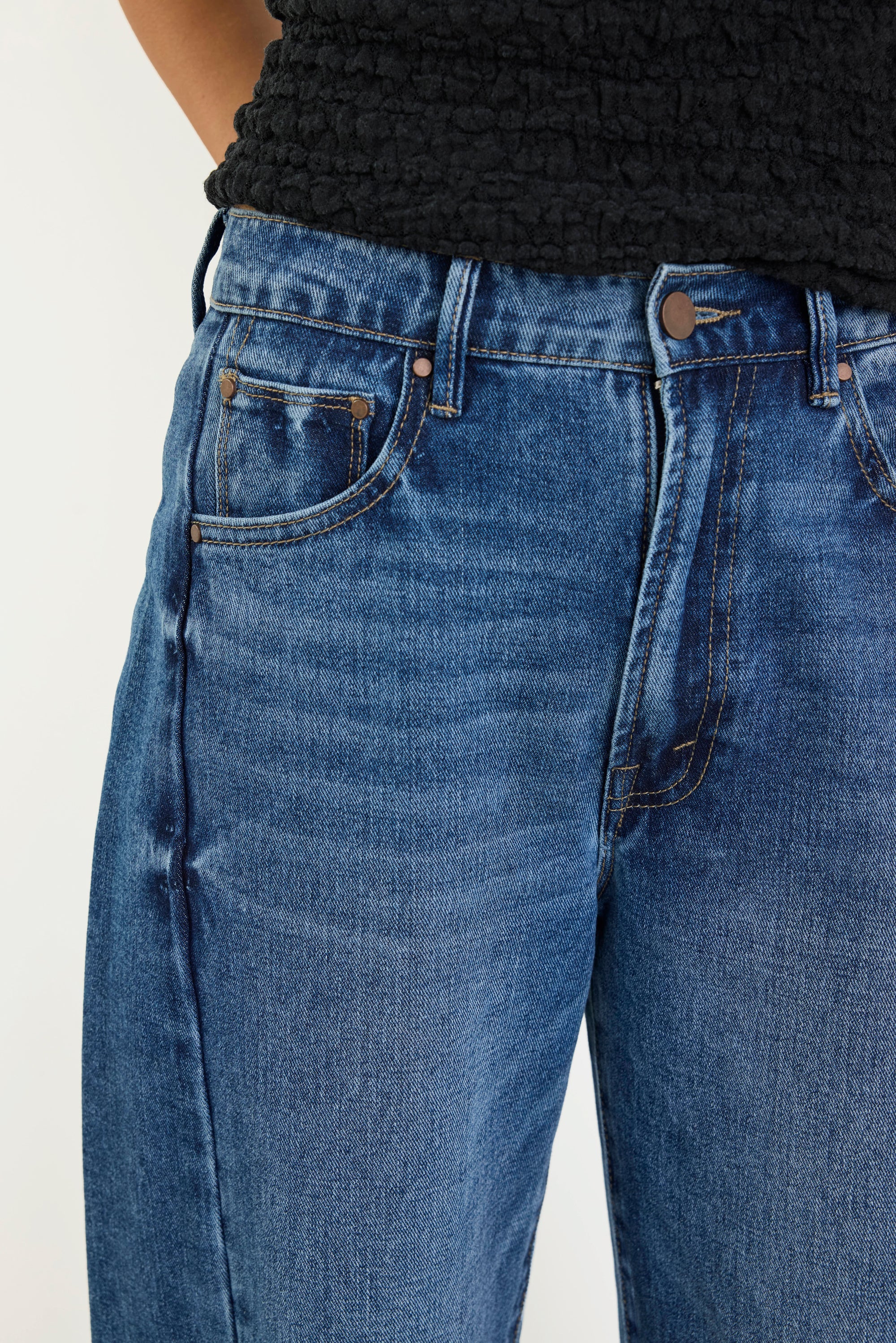 Varsity Deep Blue Forward Seam Barrel Jeans - Image 7