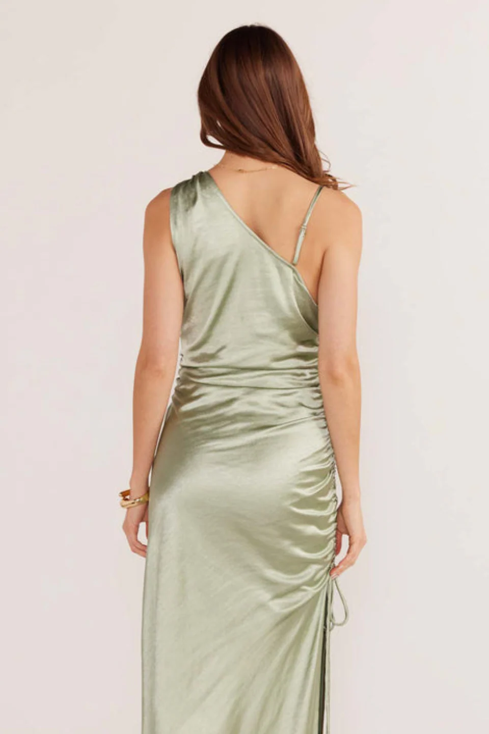 Verda Sage One Shoulder Satin Midi Dress - Image 4