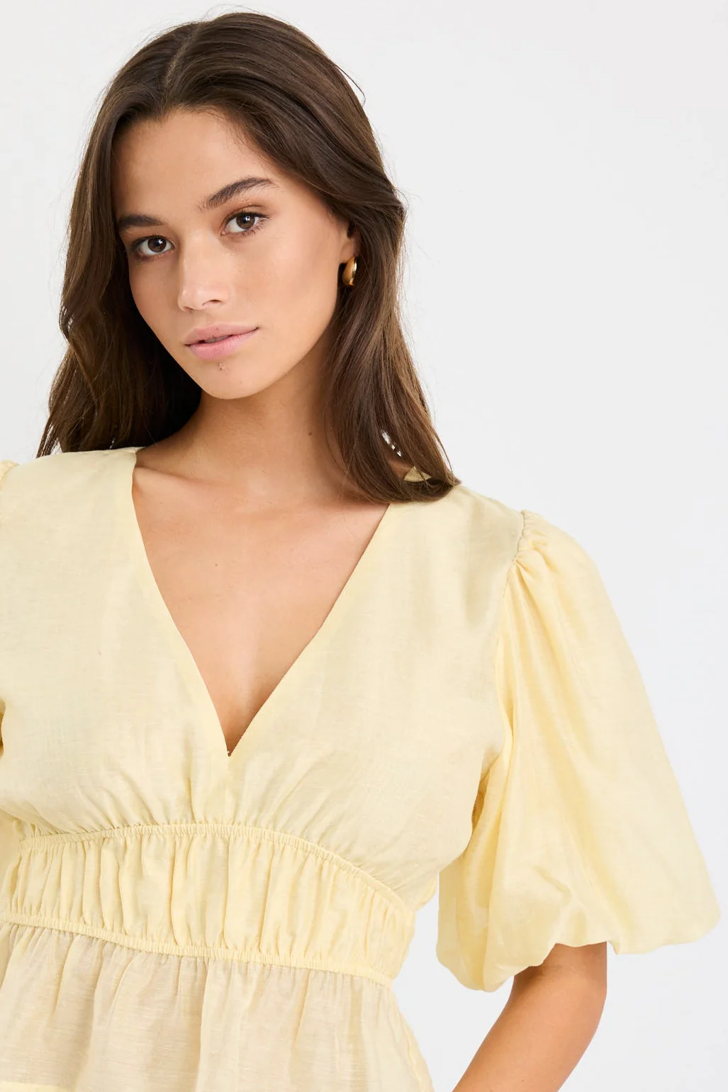Vexing Butter Puff Sleeve V Top - Image 3