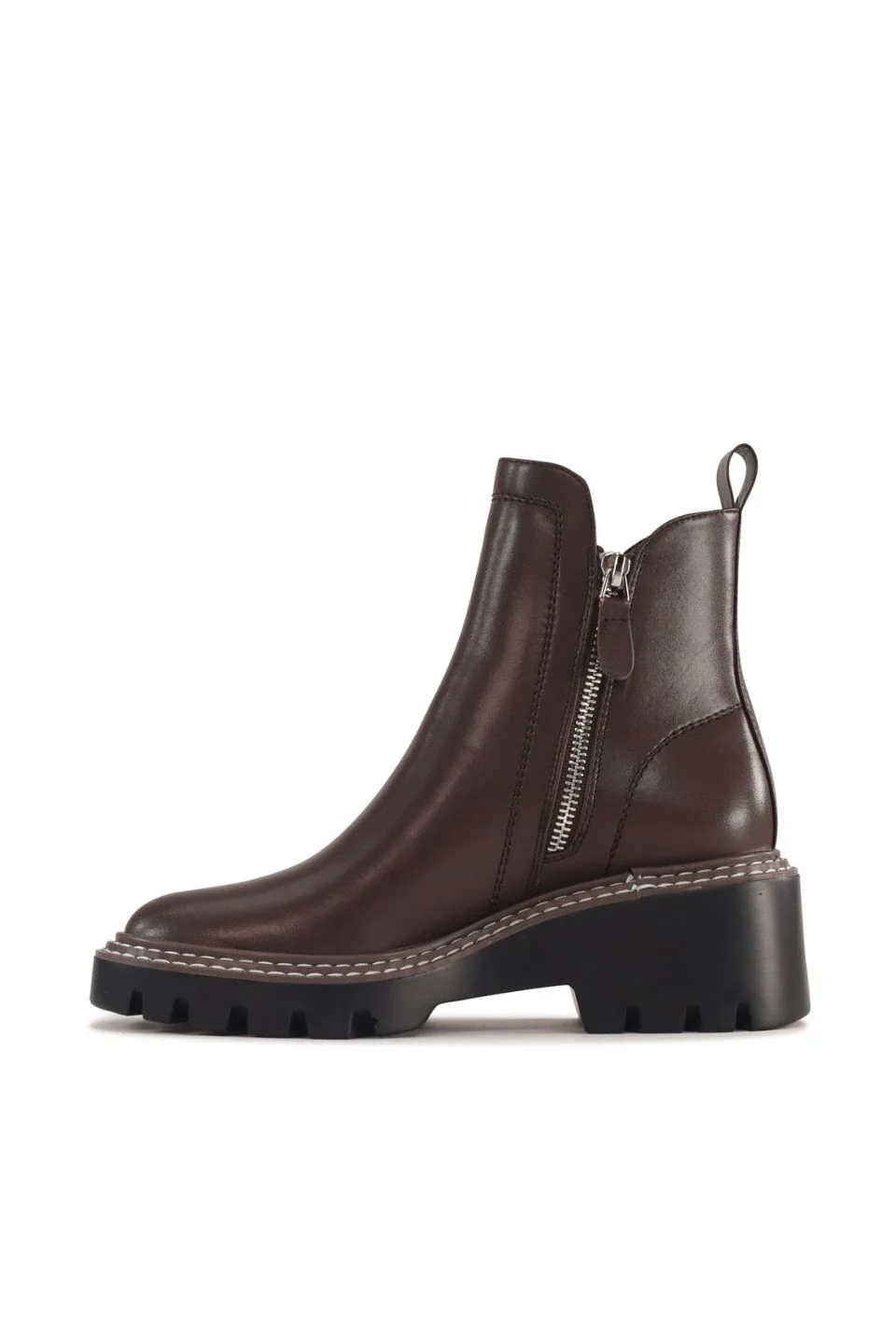 Vianne Dark Brown Chunky Leather Boot - Image 3