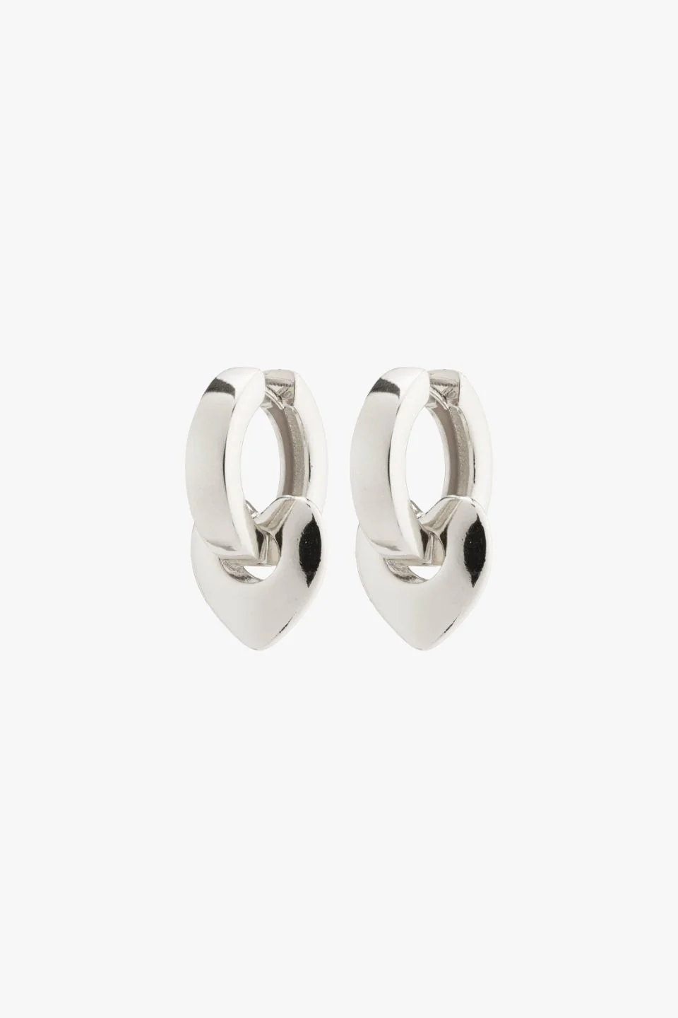 Wave Recycled Chunky Heart Hoops Silver Plated EOL Earrings - Image 3