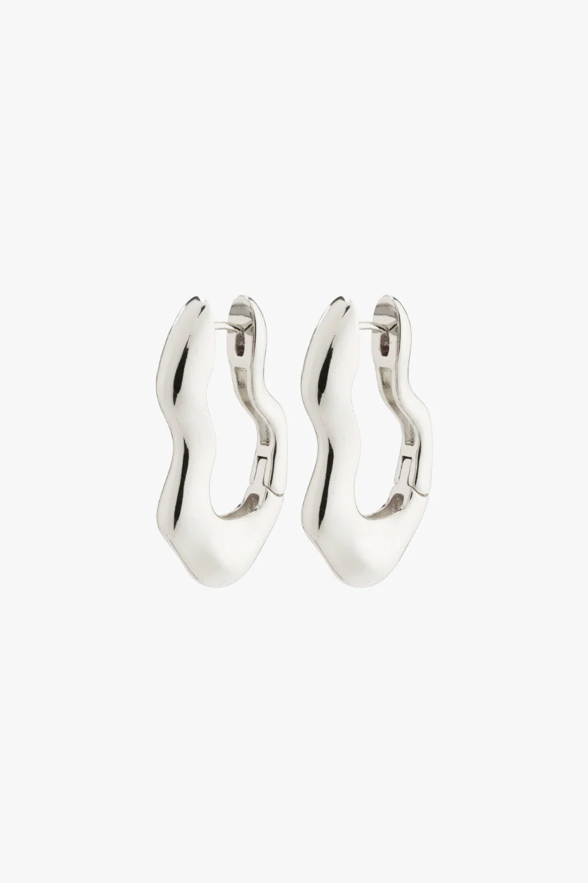 Wave Recycled Wavey Hoops Silver-Plated EOL Earrings