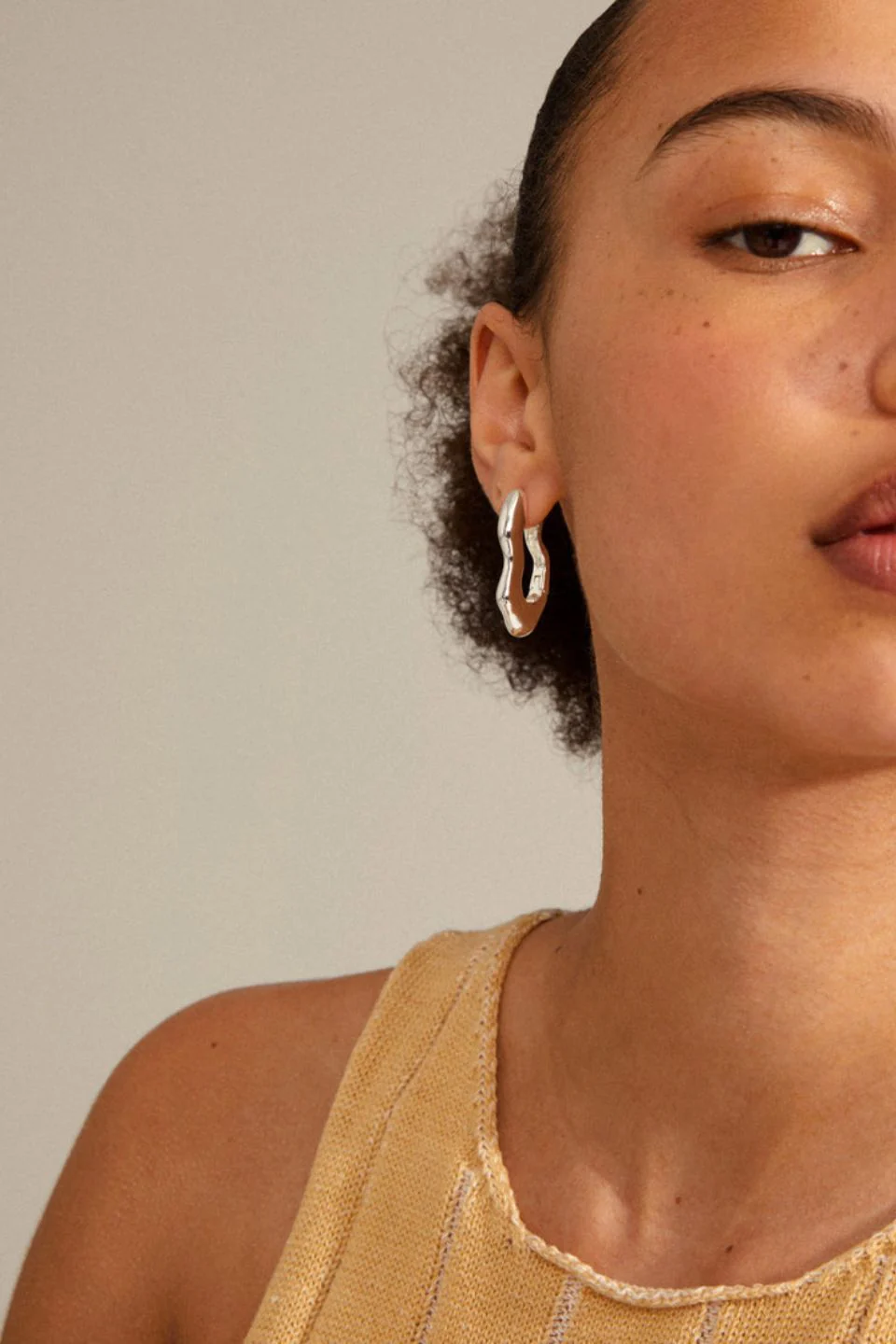 Wave Recycled Wavey Hoops Silver-Plated EOL Earrings - Image 2
