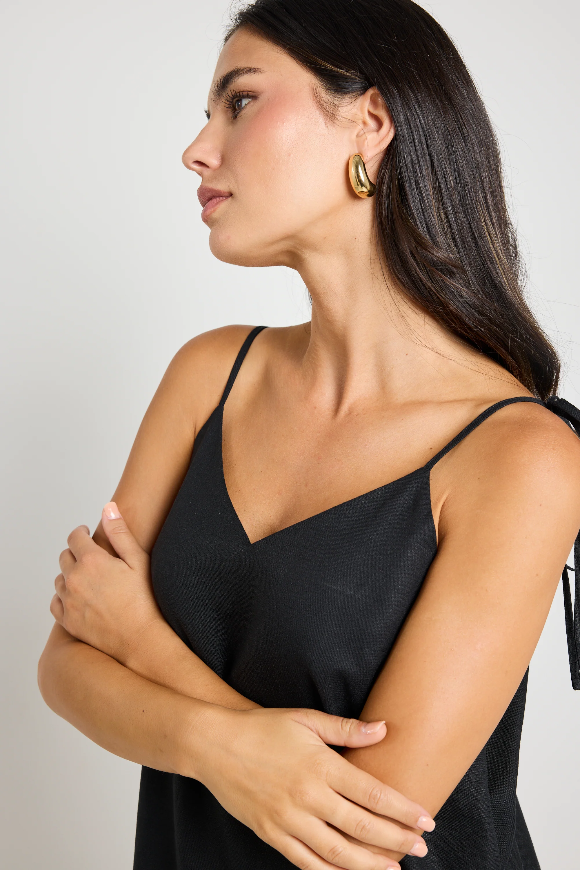 Wave Black Strappy Mini Shift Dress - Image 3