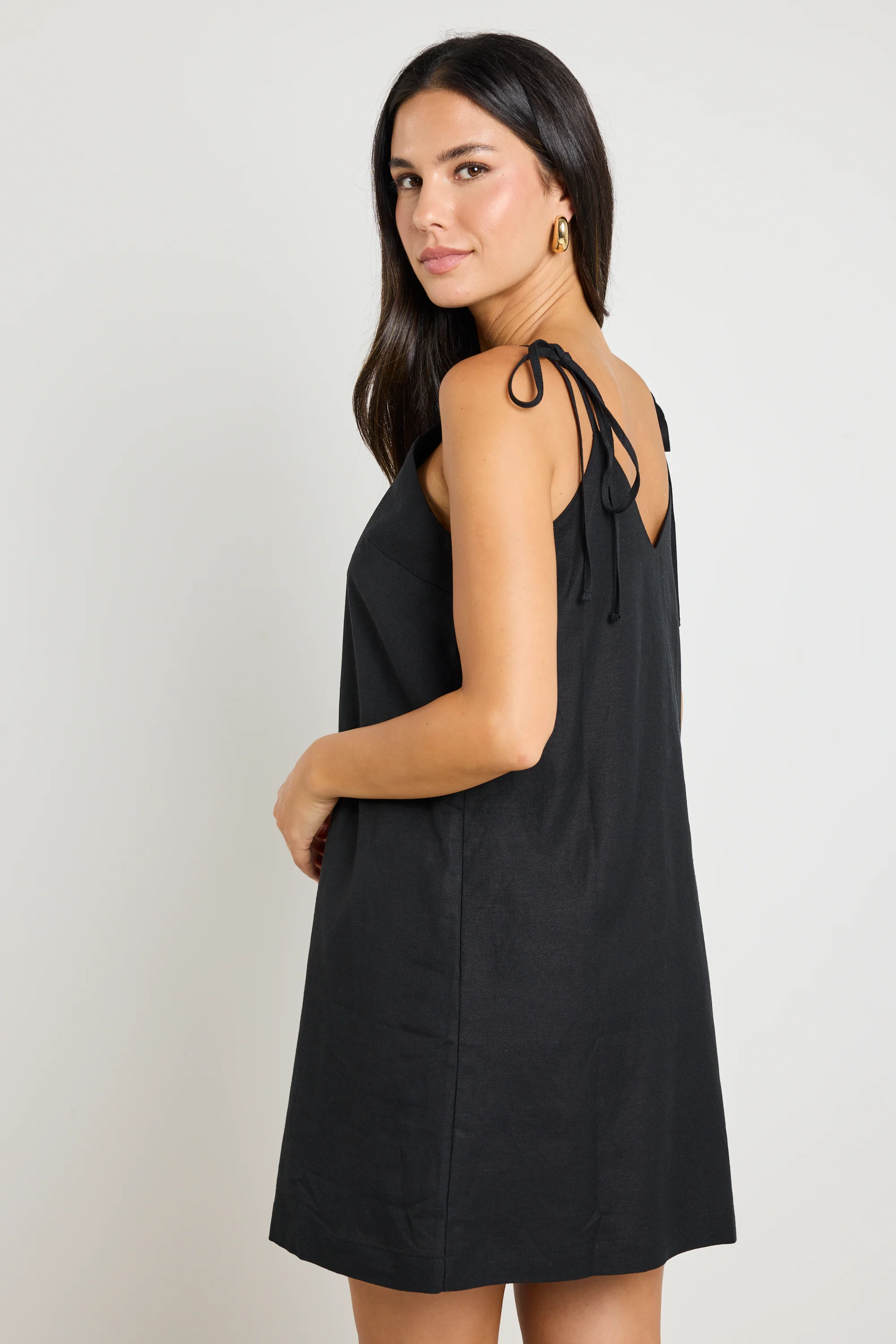Wave Black Strappy Mini Shift Dress - Image 5
