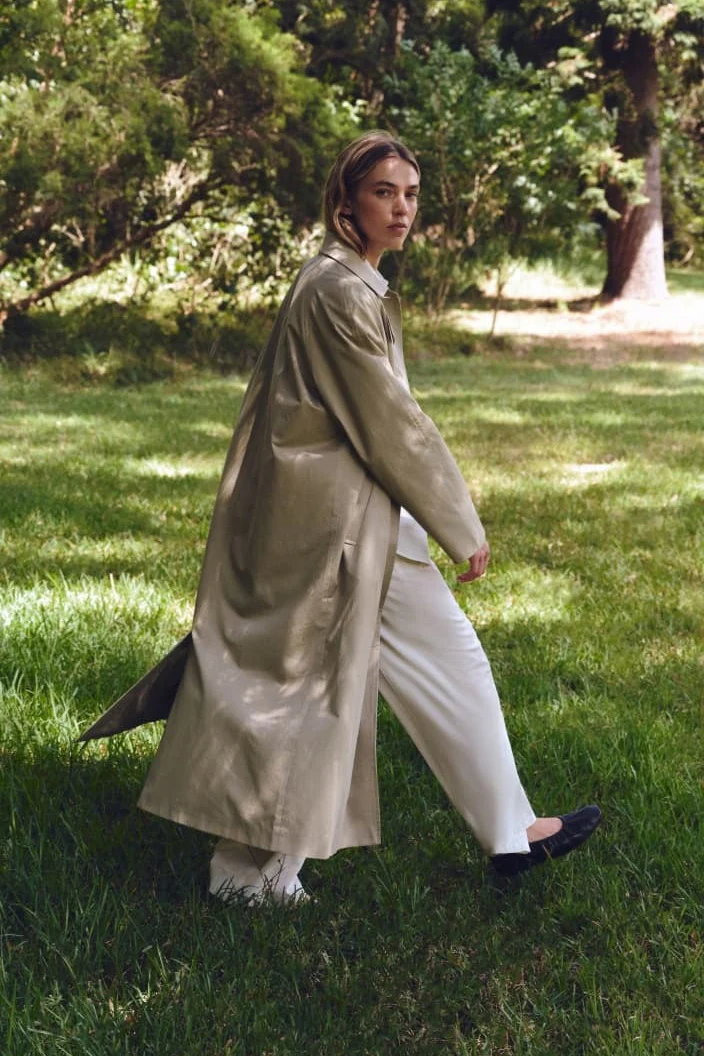 Waverly Tan Long Cotton Car Coat - Image 3