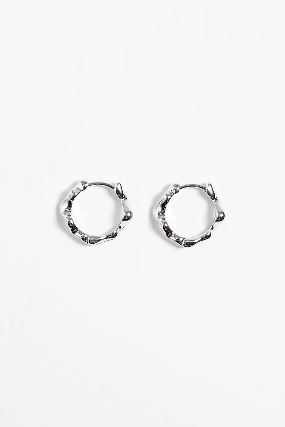 Wavey Hoop Rhodium Earrings - Image 2