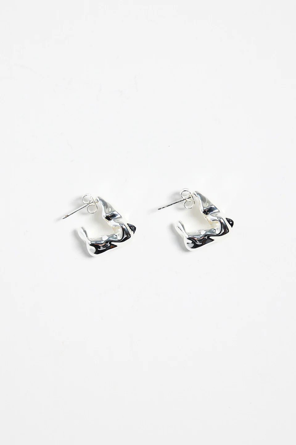 Wavy Organic Sterling Silver Plate Huggie Earring