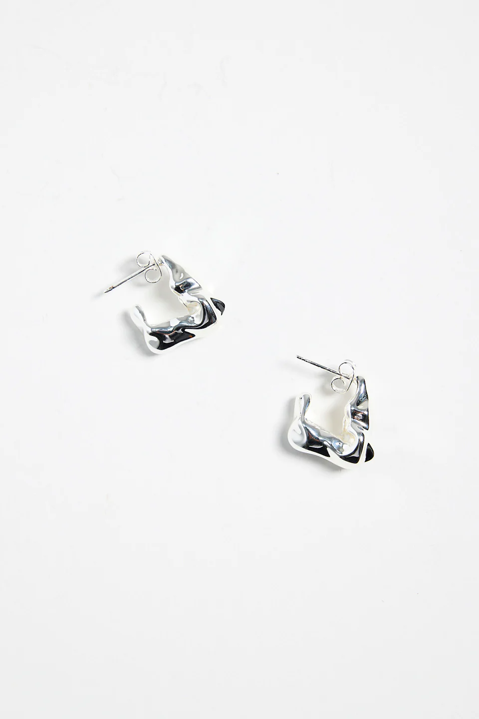 Wavy Organic Sterling Silver Plate Huggie Earring - Image 4