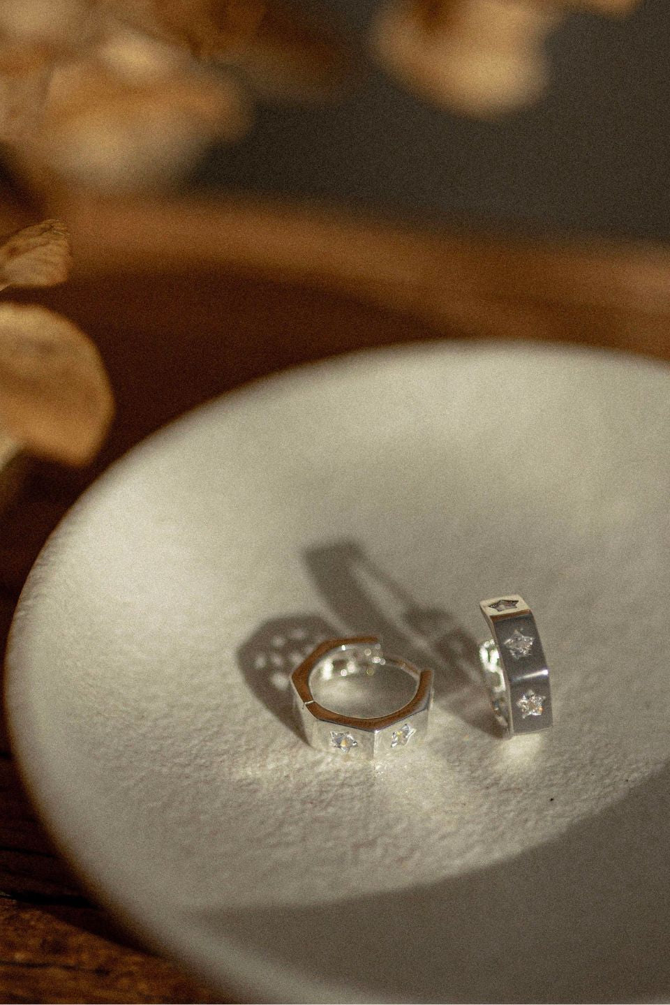 Whistledown Starburst Silver Hoop Earrings - Image 2
