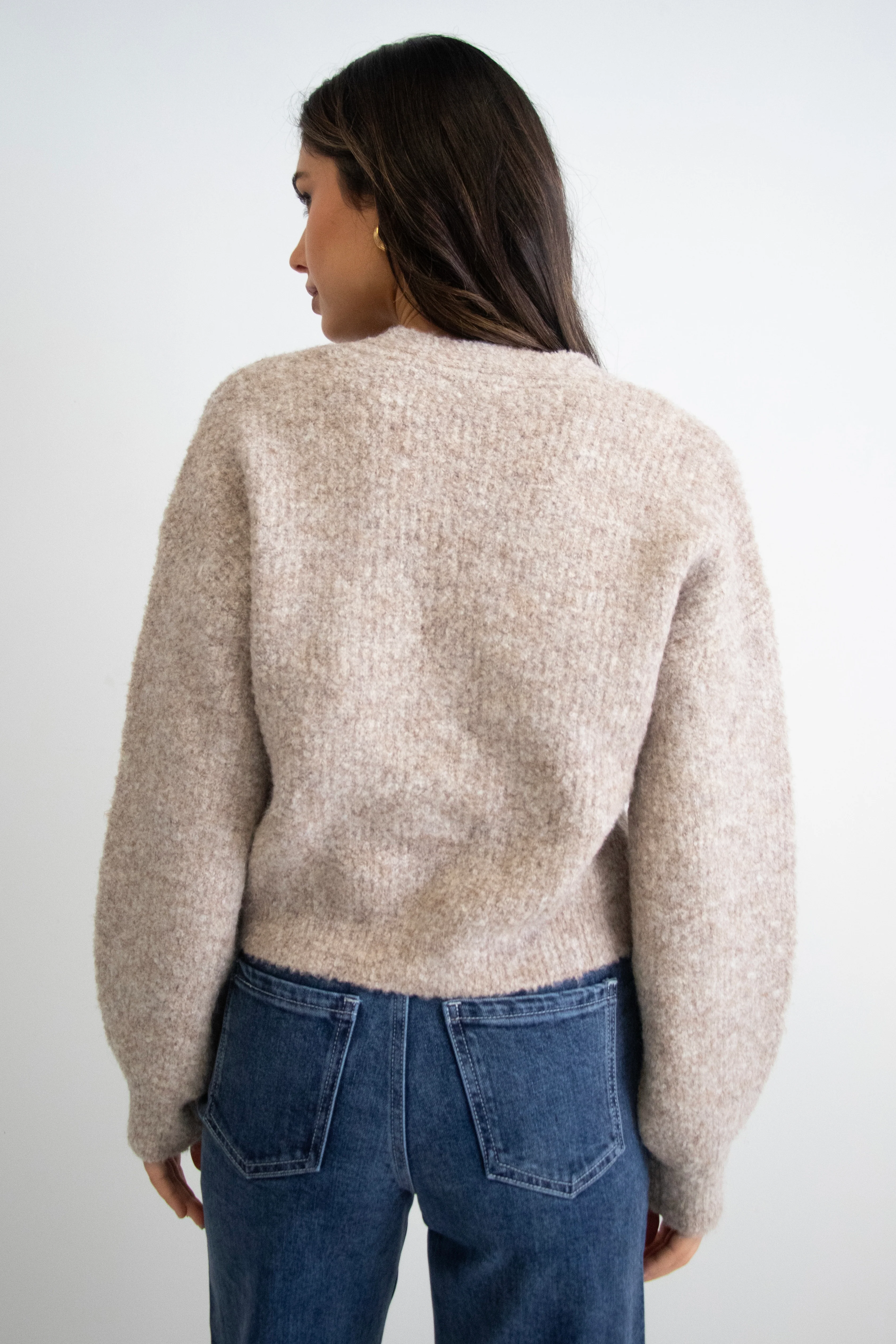 Wholesome Biscuit Boucle Knit Cardigan - Image 4