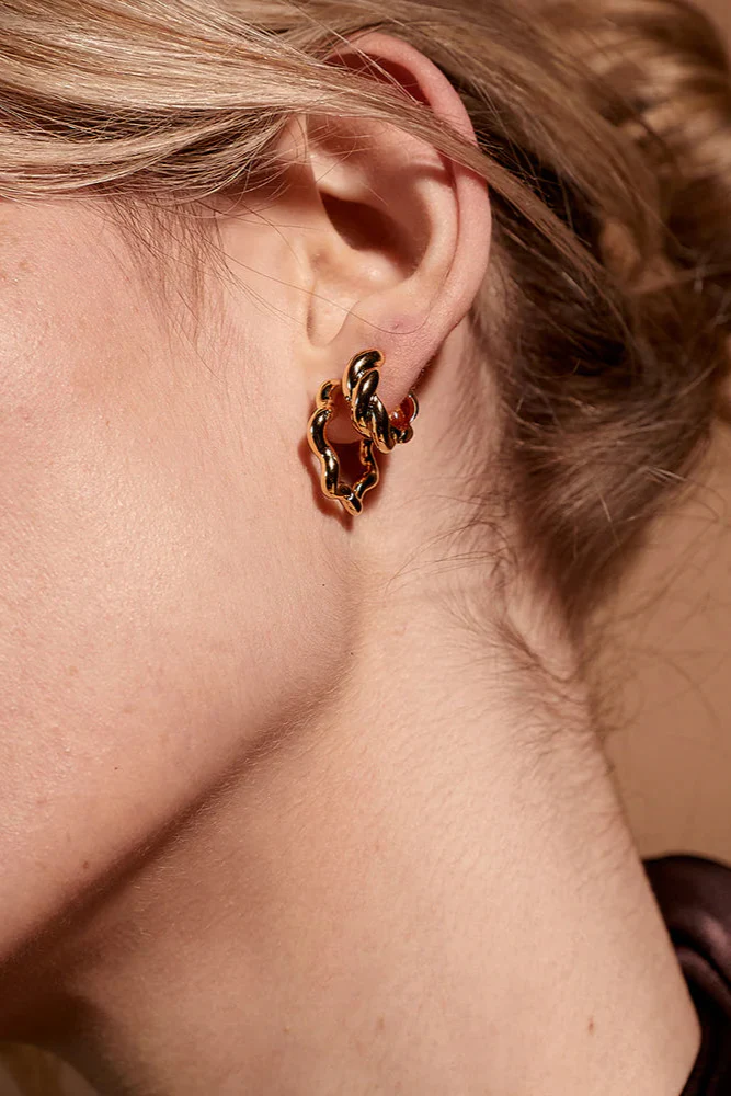 Wilhemina Twist Gold Sleeper Earrings - Image 2