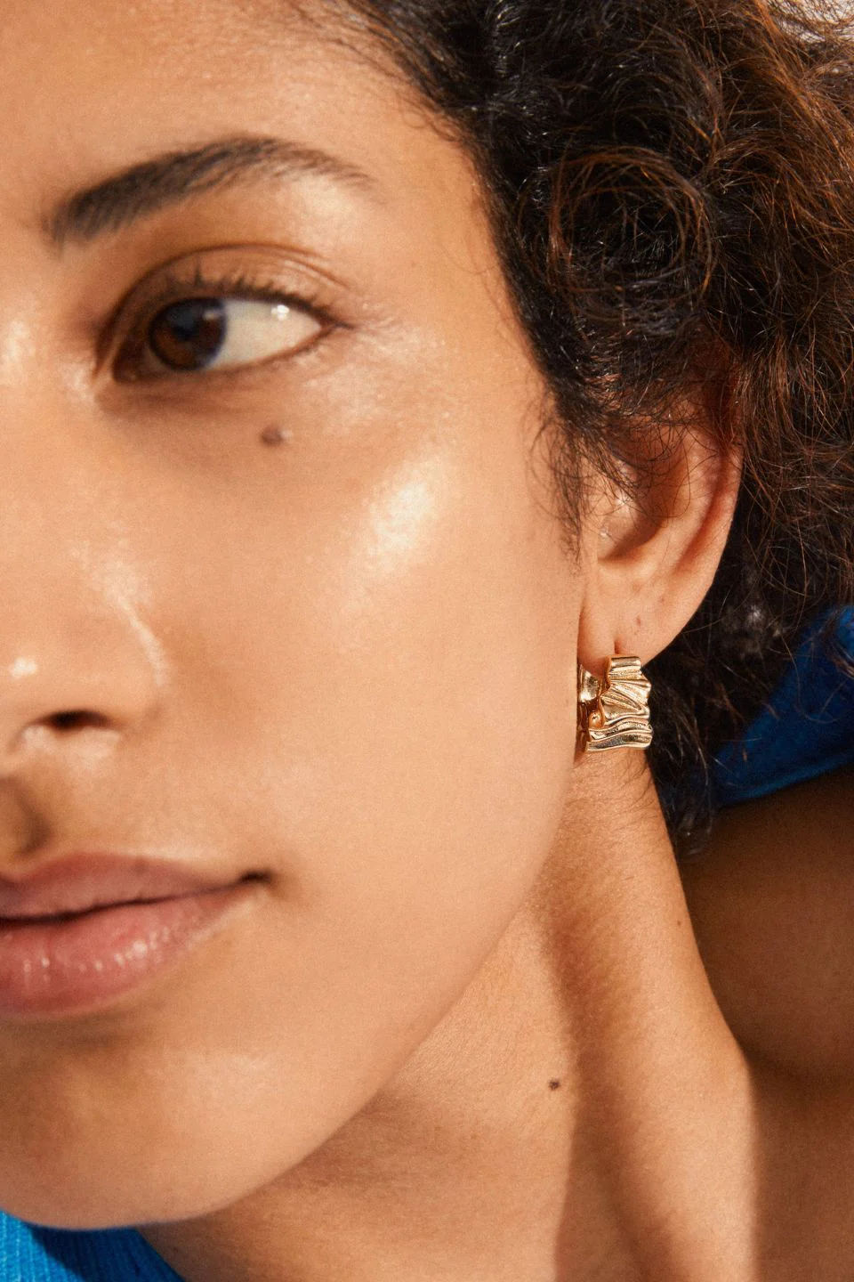 Willpower Wavy Recycled EOL Gold Plated Huggie Hoop Earrings