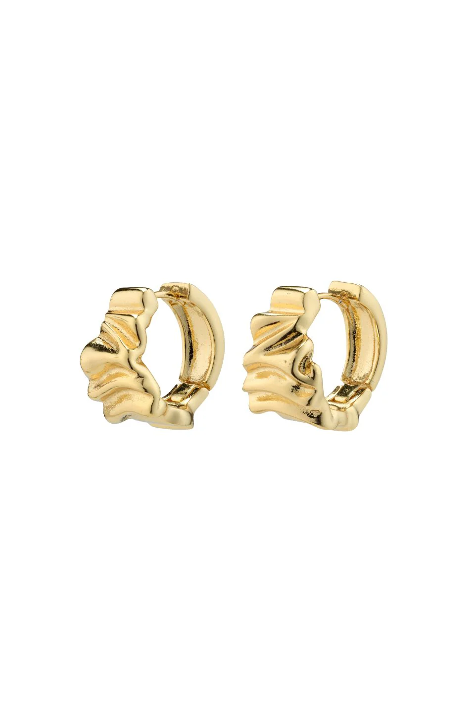 Willpower Wavy Recycled EOL Gold Plated Huggie Hoop Earrings - Image 2